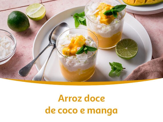 Arroz doce de coco e manga