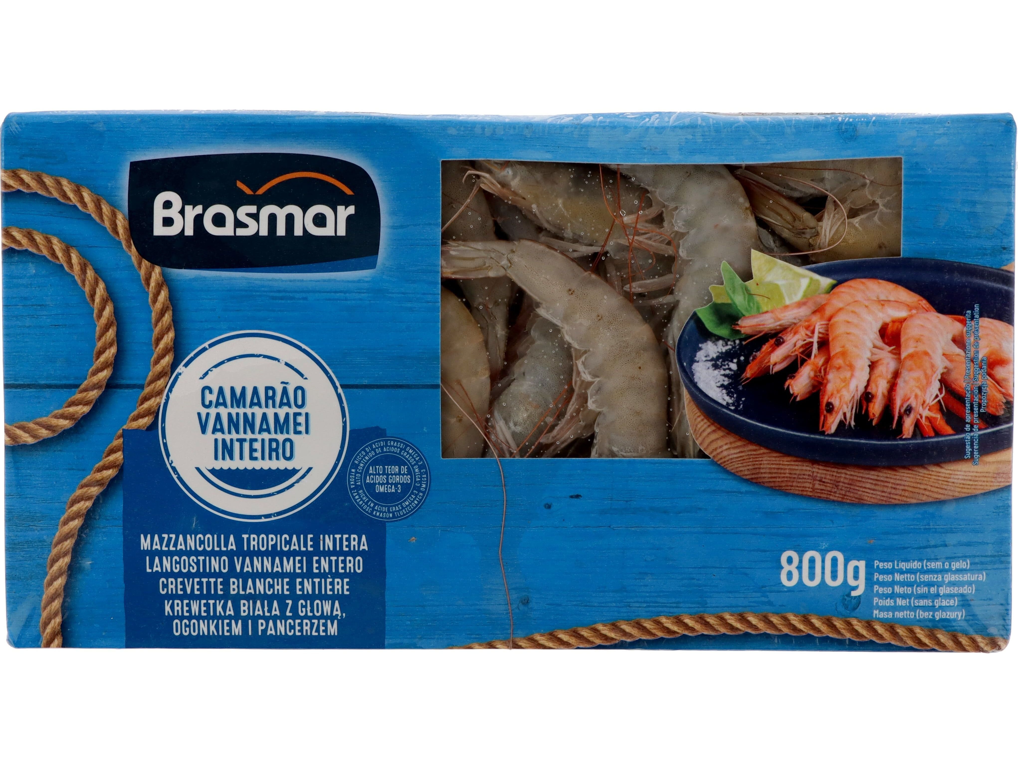 CAMAR&Atilde;O VANNAMEI BRASMAR INTEIRO 40/50 ULTRACONGELADO 800G image number 0