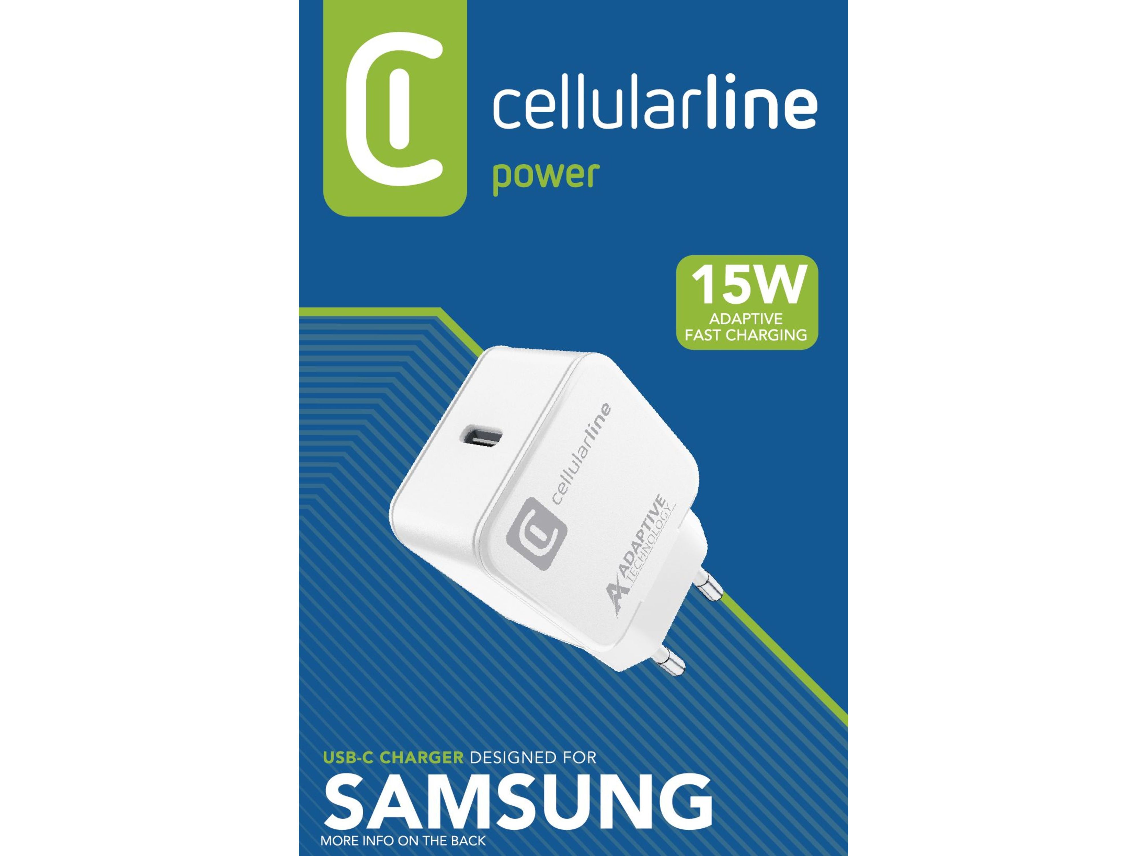 CARREGADOR USB-C CELLULARLINE 15W PARA SAMSUNG BRANCO image number 1