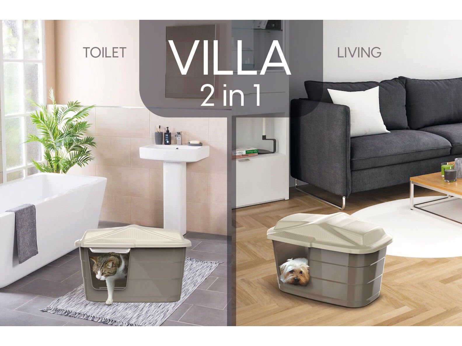 VILLA 2 EM 1 JOMAFE CASOTA/WC GATO 57.5X38.5X37CM CORES SORTIDAS image number 1