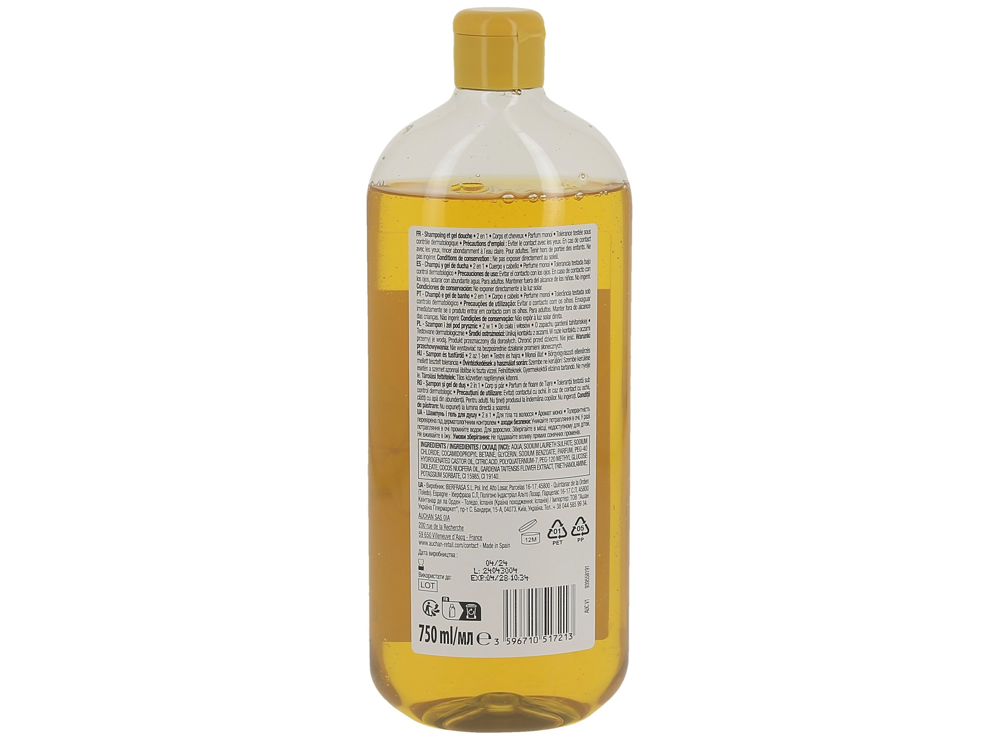 GEL DE BANHO COSMIA 2EM1 MONO&Iuml; 750ML image number 1