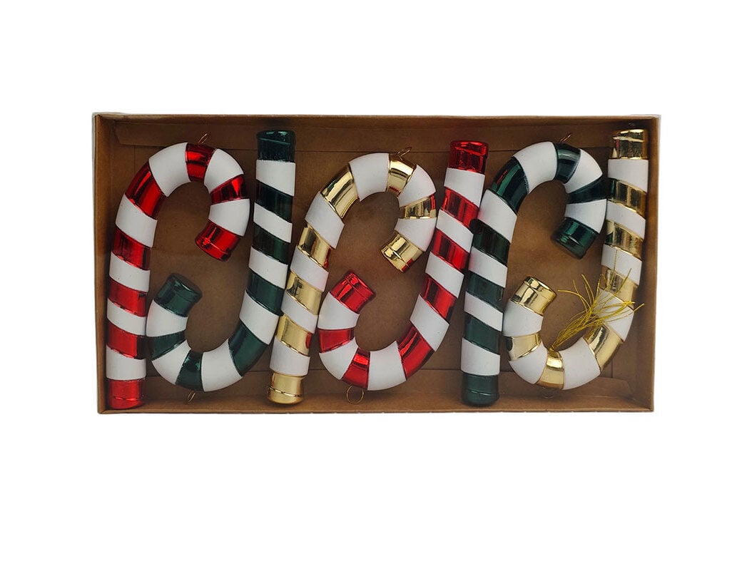 CAIXA 6 CANDY CANE ACTUEL PENDURAR 14CM