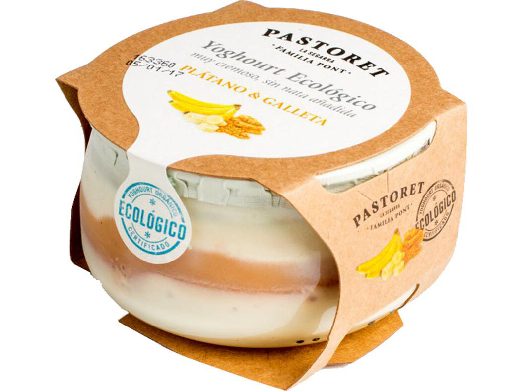 IOGURTE PASTORET BIOL&Oacute;GICO BANANA E BOLACHA 135G