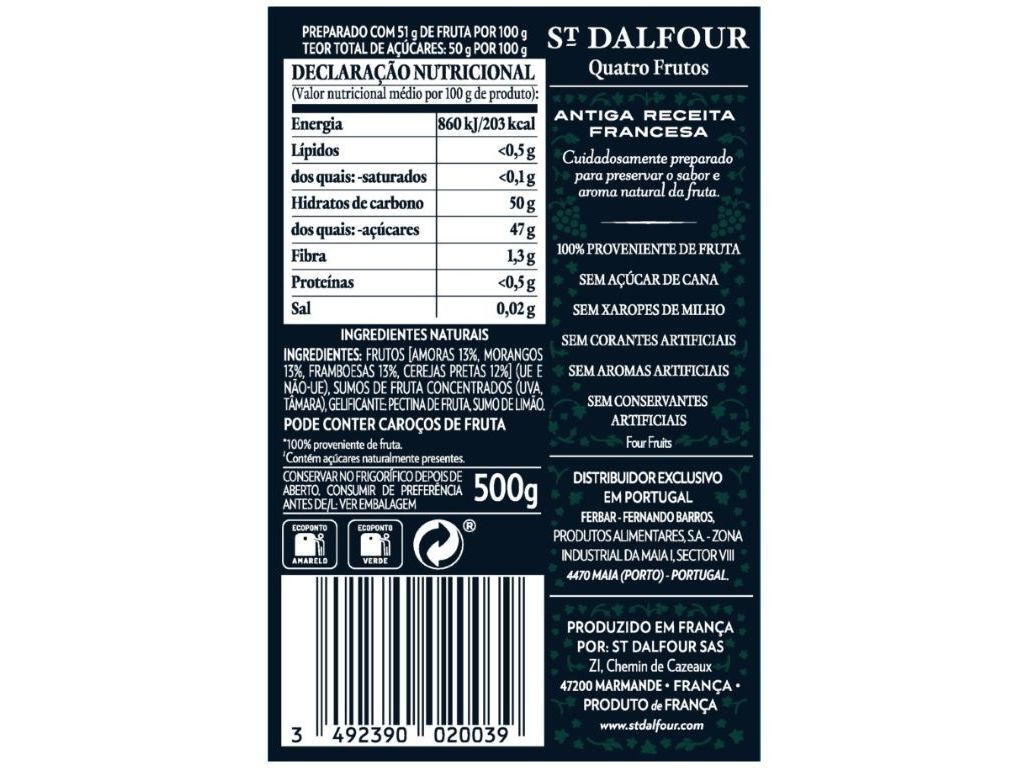 DOCE ST.DALFOUR QUATRO FRUTOS 500G image number 1