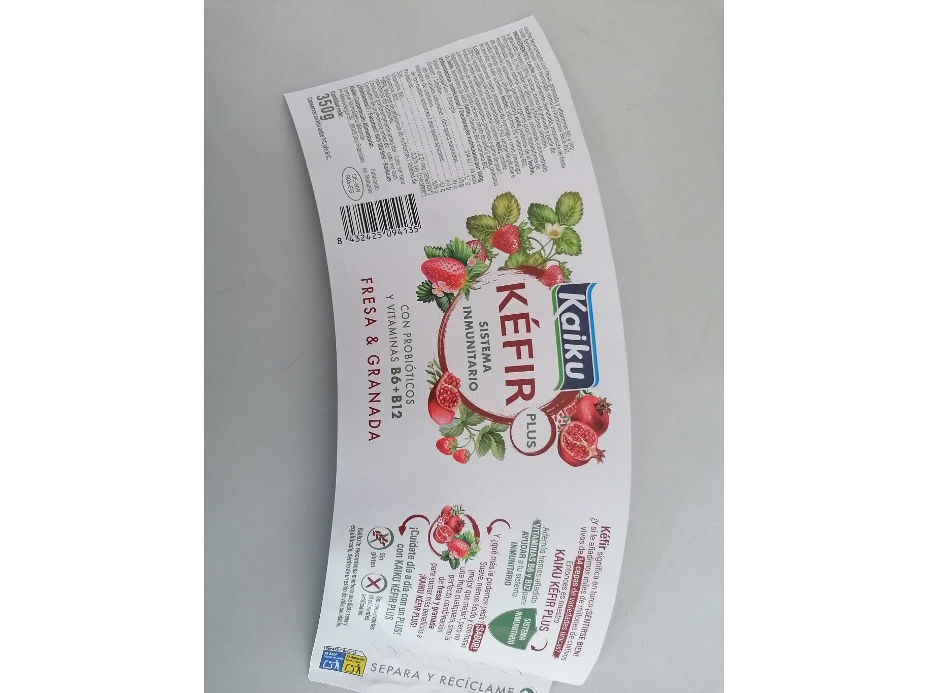 KEFIR KAIKU MORANGO E ROM&Atilde; 350G image number 1