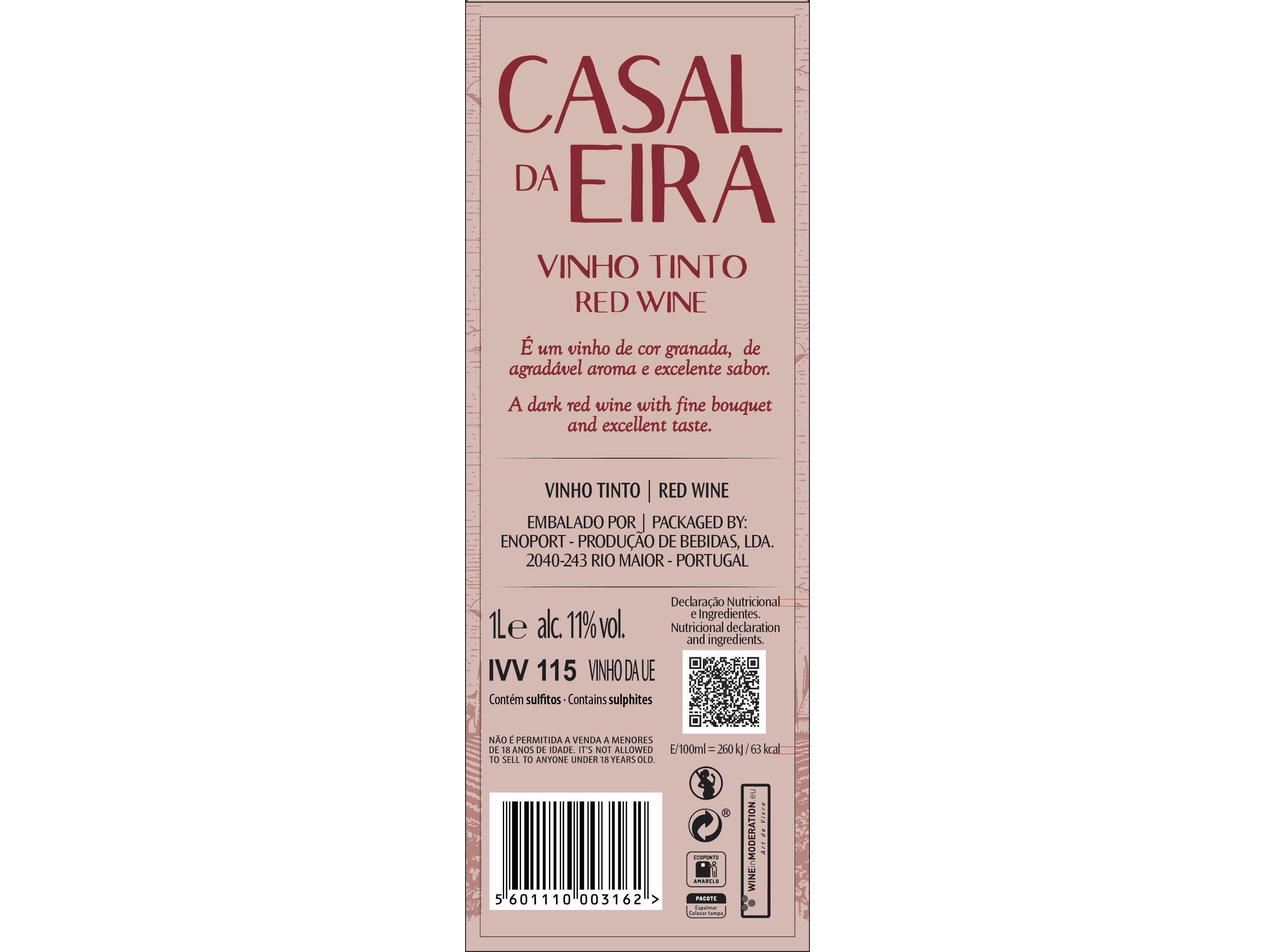 VINHO TINTO CASAL DA EIRA PACOTE 1L image number 1