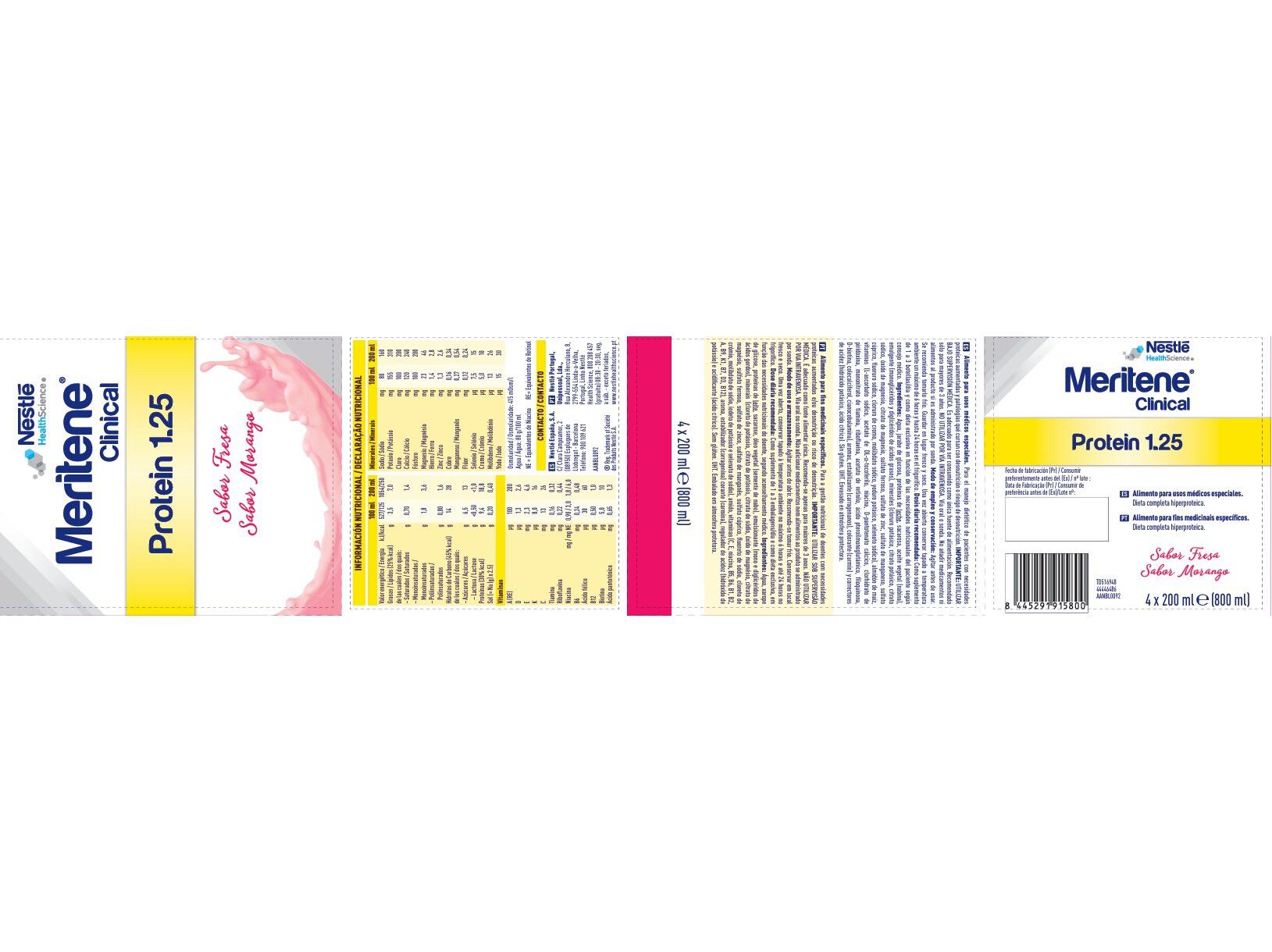 SUPLEMENTO MERITENE PROTEIN MORANGO 1.25 4X200ML image number 1