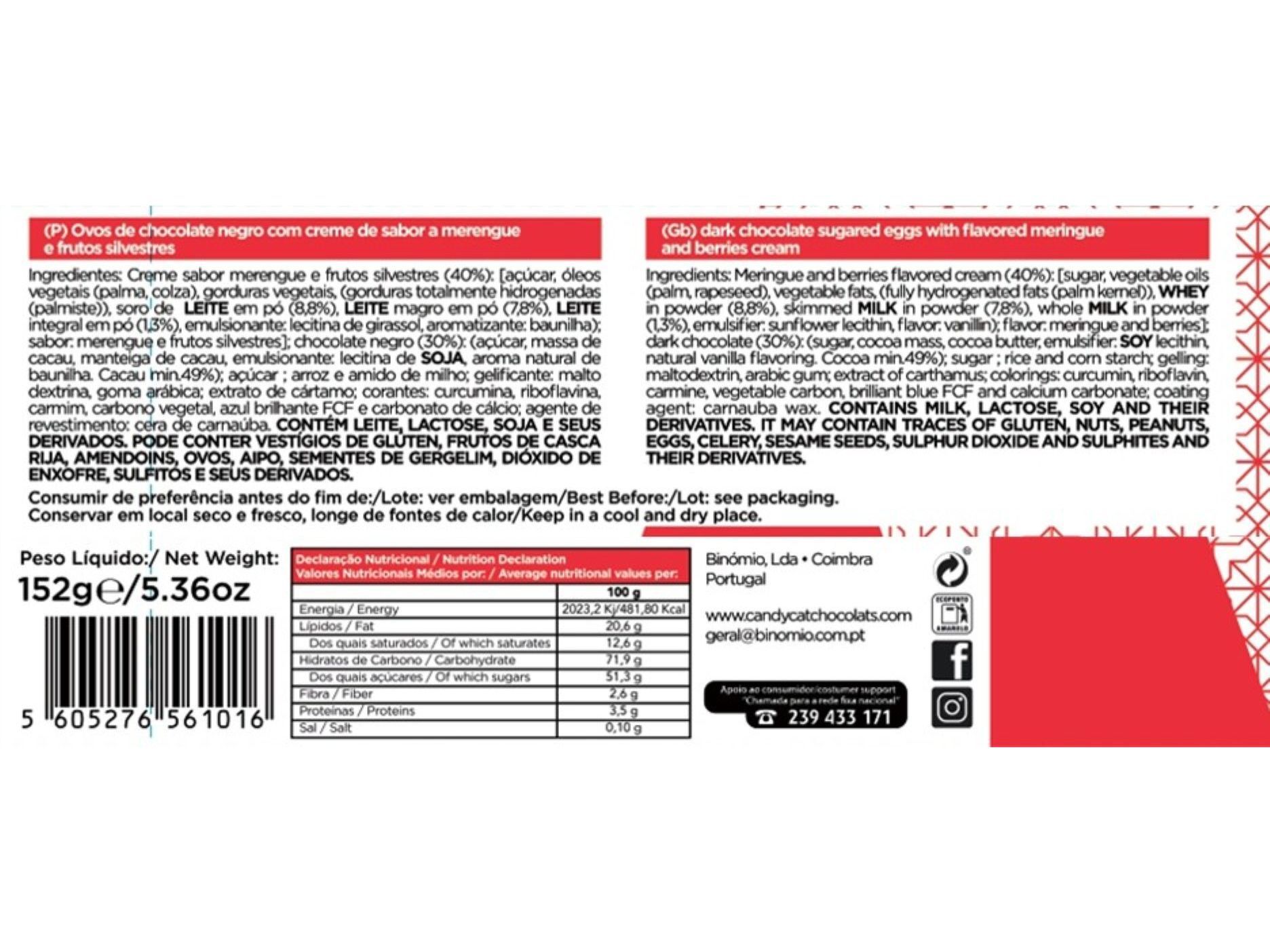 OVINHOS DE CHOCOLATE CANDYCAT FRUTOS DO BOSQUE 152G image number 1