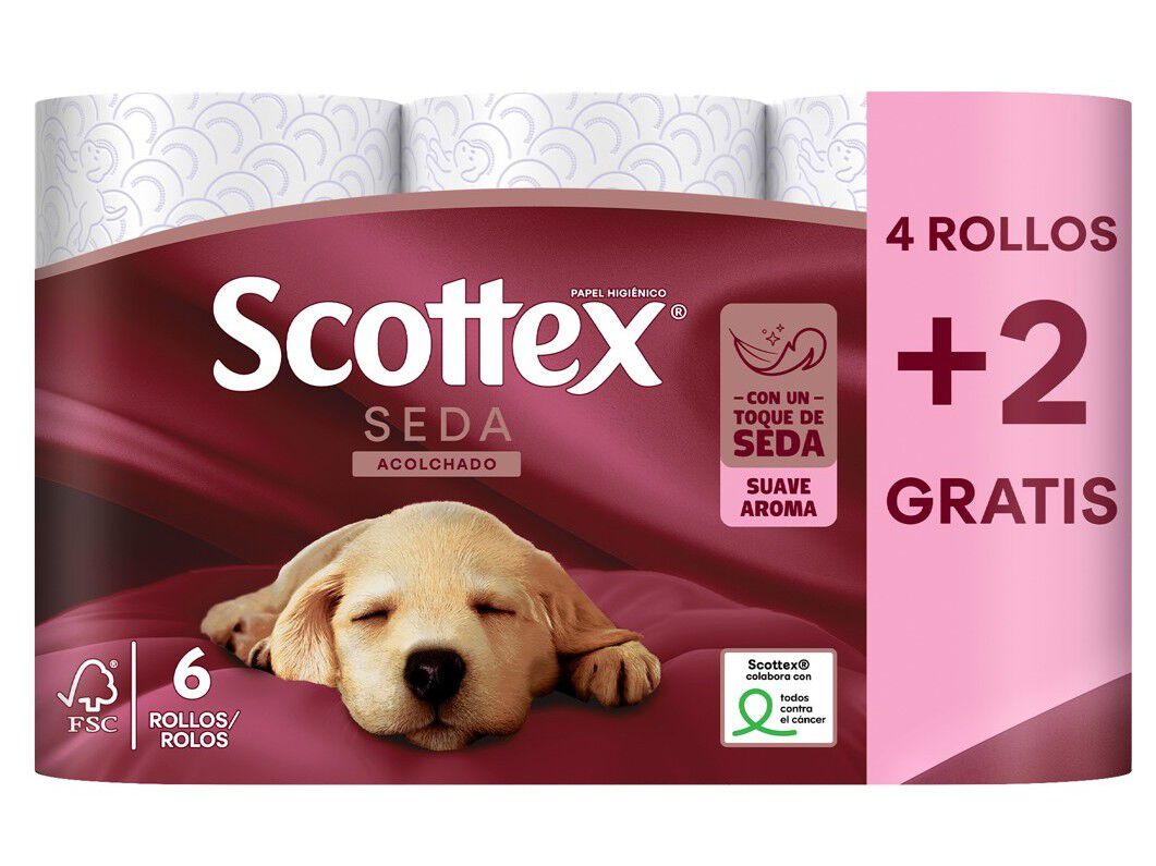PAPEL HIGI&Eacute;NICO SCOTTEX ACOLCHADO SEDA 3F 6R