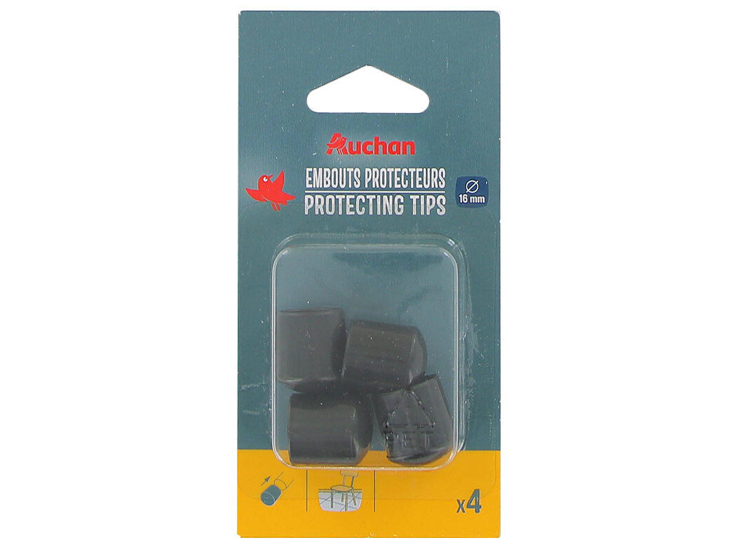 PATINS PROTECTORES AUCHAN PRETO PARA ENCAIXAR 4 PE&Ccedil;AS 16MM image number 0