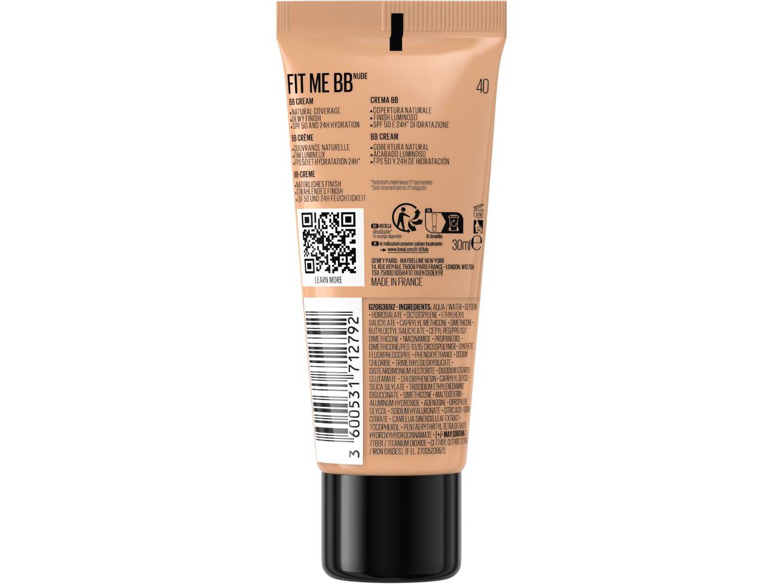 BASE BB CREAM MAYBELINE COR 40 SPF 50 1 UN image number 1
