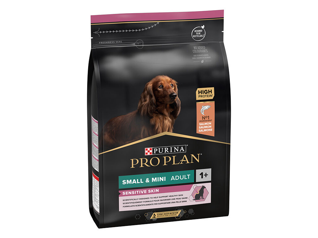 RA&Ccedil;&Atilde;O PARA C&Atilde;O PRO PLAN SMALL E MINI PARA PELE SENS&Iacute;VEL COM SALM&Atilde;O 3KG image number 1