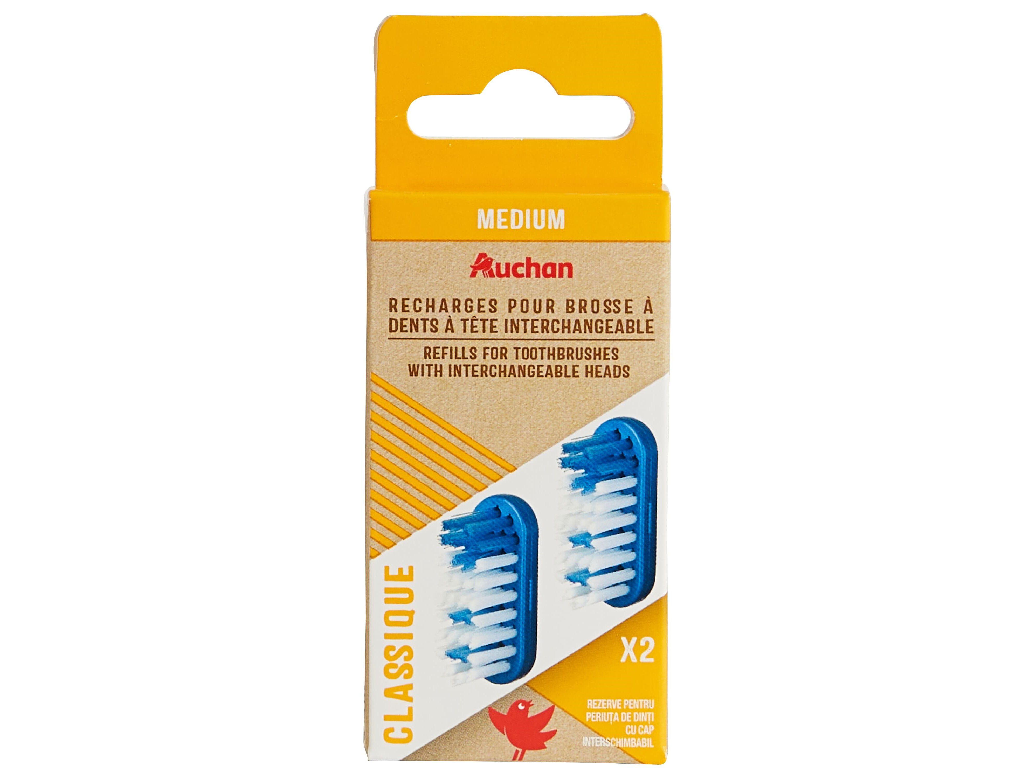 RECARGA ESCOVA DENTES AUCHAN CABE&Ccedil;A TROC&Aacute;VEL CL&Aacute;SSICA M&Eacute;DIA 2UN image number 1