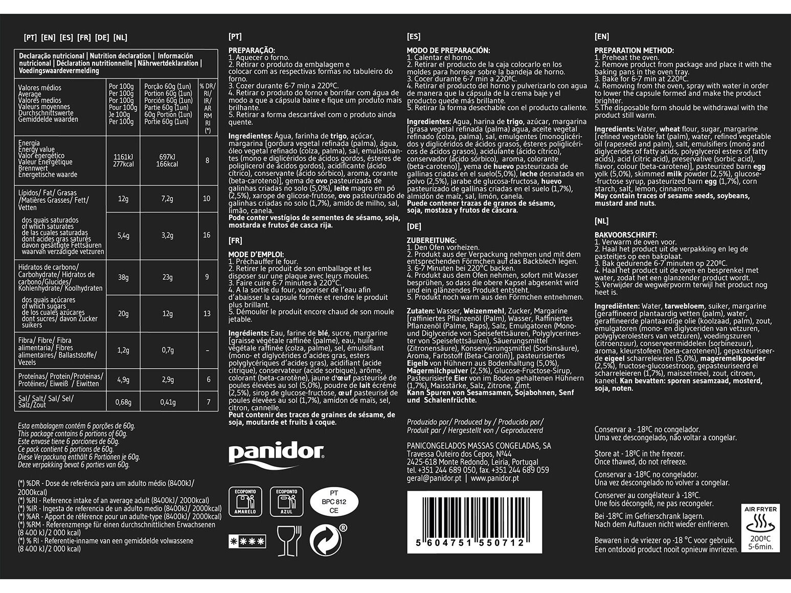 PASTEL DE NATA PANIDOR 360G image number 1