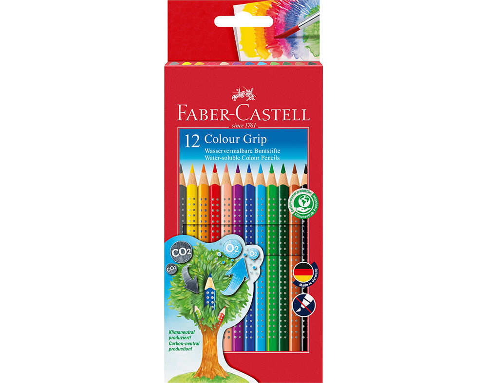 L&Aacute;PIS DE COR AGUARELA GRIP STANDARD FABER-CASTELL PACK 12 UNIDADES
