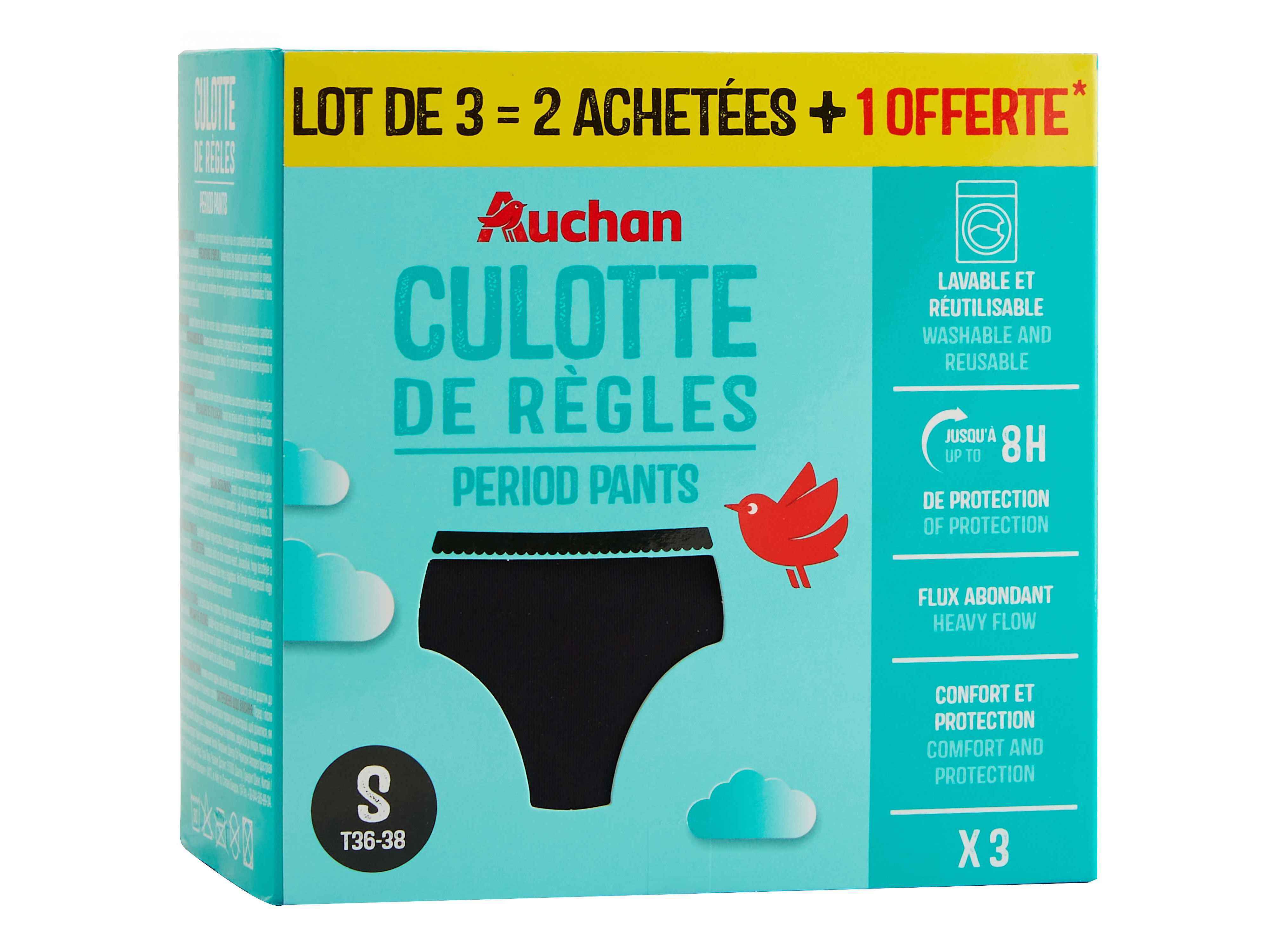 CUECAS MENSTRUAIS AUCHAN PRETO FLUXO ABUNDANTE S 3UN image number 1