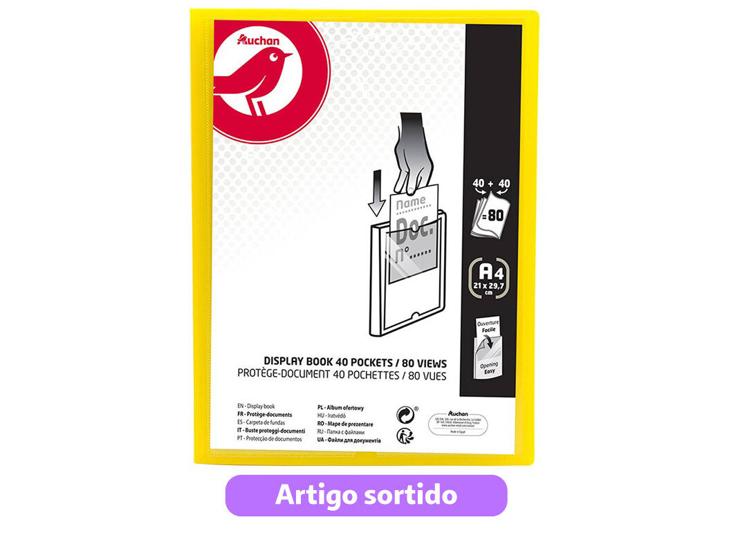 PORTF&Oacute;LIO AUCHAN A4 40+40 BOLSAS CORES SORTIDAS image number 1