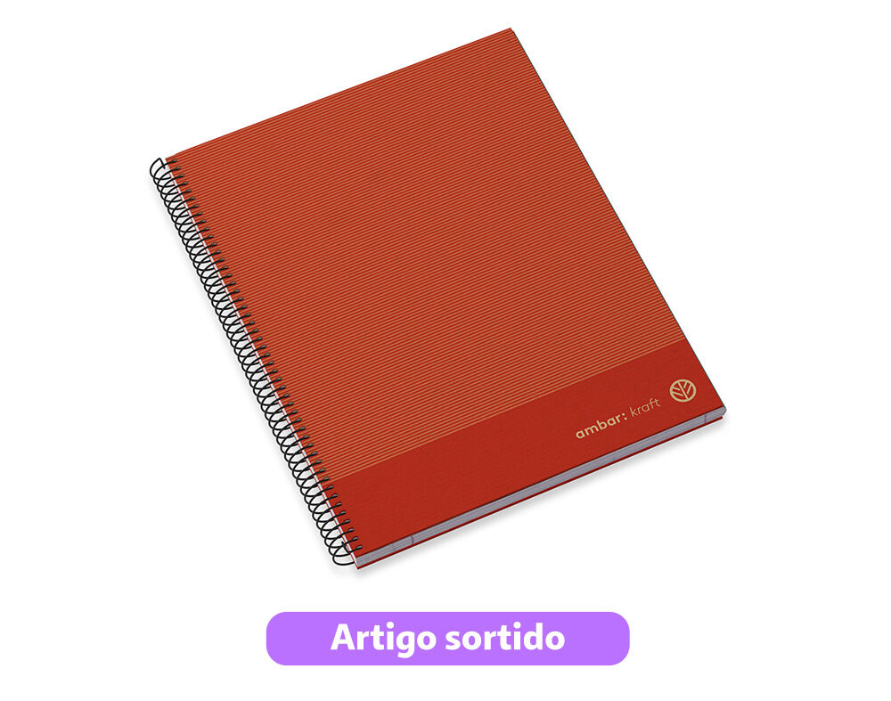 CADERNO ESPIRAL A4 AMBAR KRAFT CAPA DURA QUADRICULADO 100 FOLHAS 80G CORES SORTIDAS image number 0