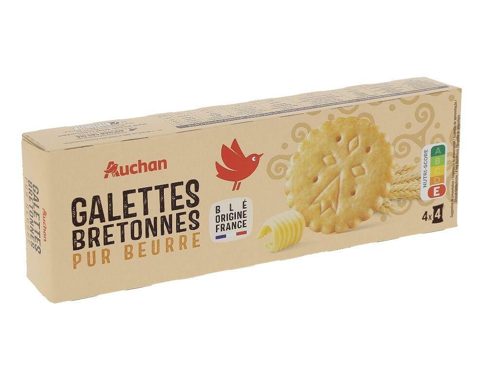 BOLACHA AUCHAN DE MANTEIGA GALETTES BRETONNES 16UN 125G