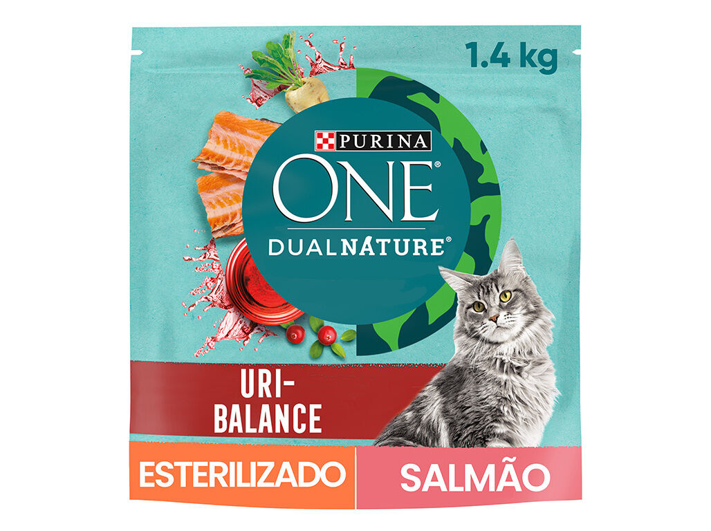 RA&Ccedil;&Atilde;O PARA GATO PURINA ONE DUAL NATURE ESTERILIZADO SALM&Atilde;O 1.4KG image number 0