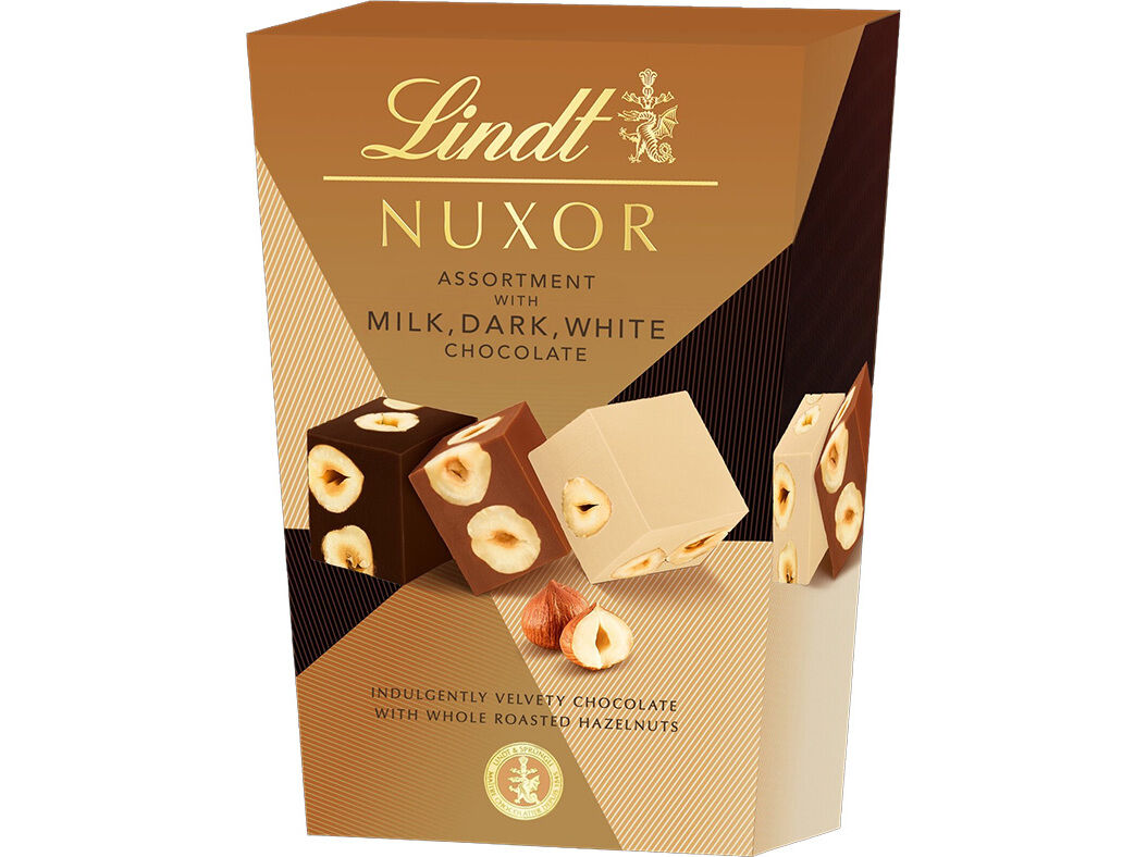 BOMBONS LINDT NUXOR MILK DRAK E WHITE 150G image number 0
