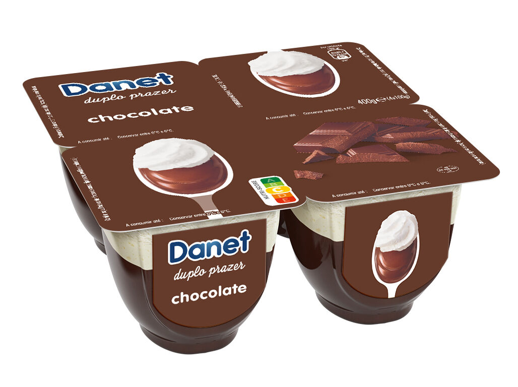 SOBREMESA DANETTE L&Aacute;CTEA CHOCOLATE E CHANTILLY 4X100G