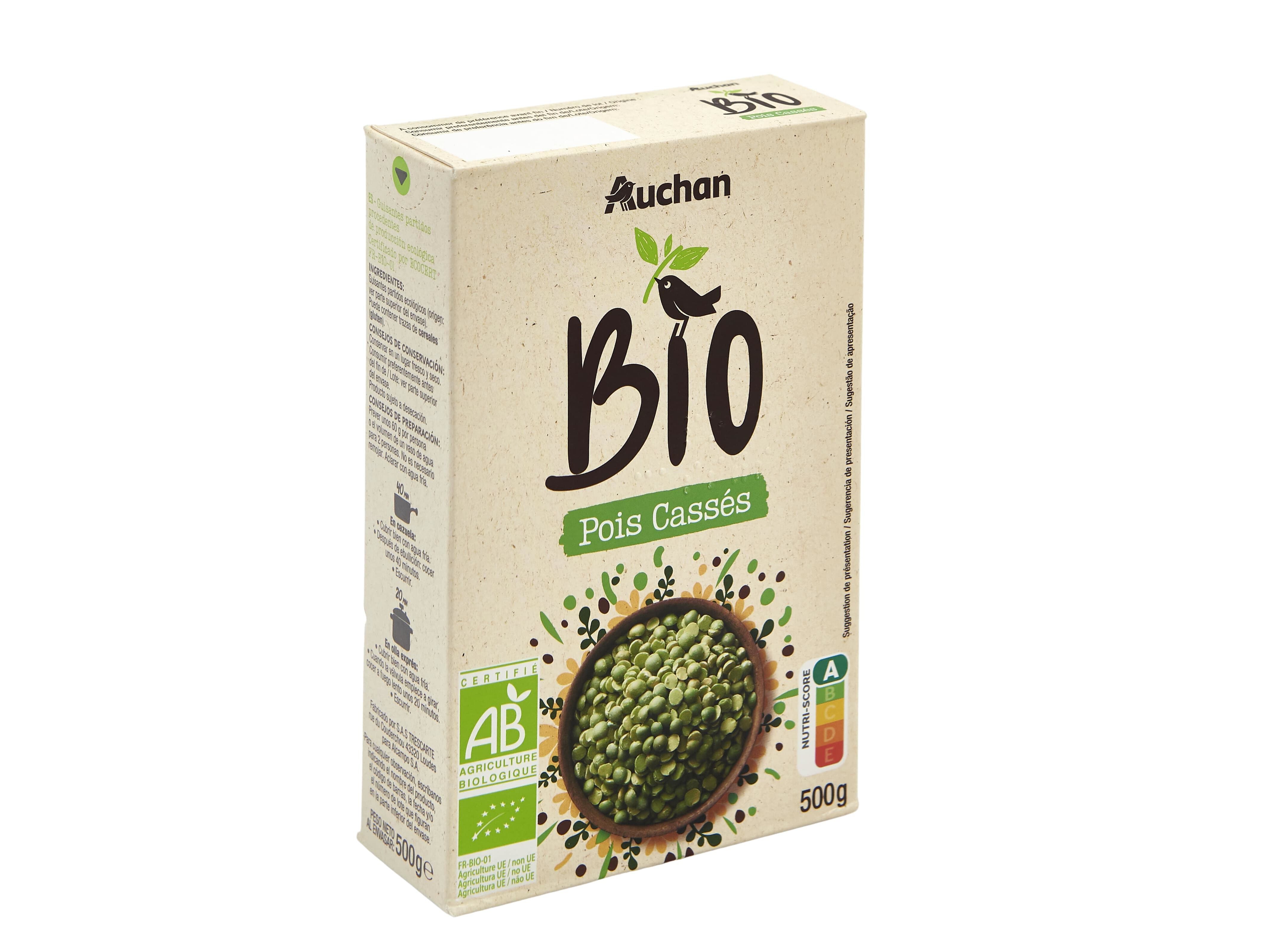 ERVILHAS SECAS AUCHAN BIO METADES 500G image number 0