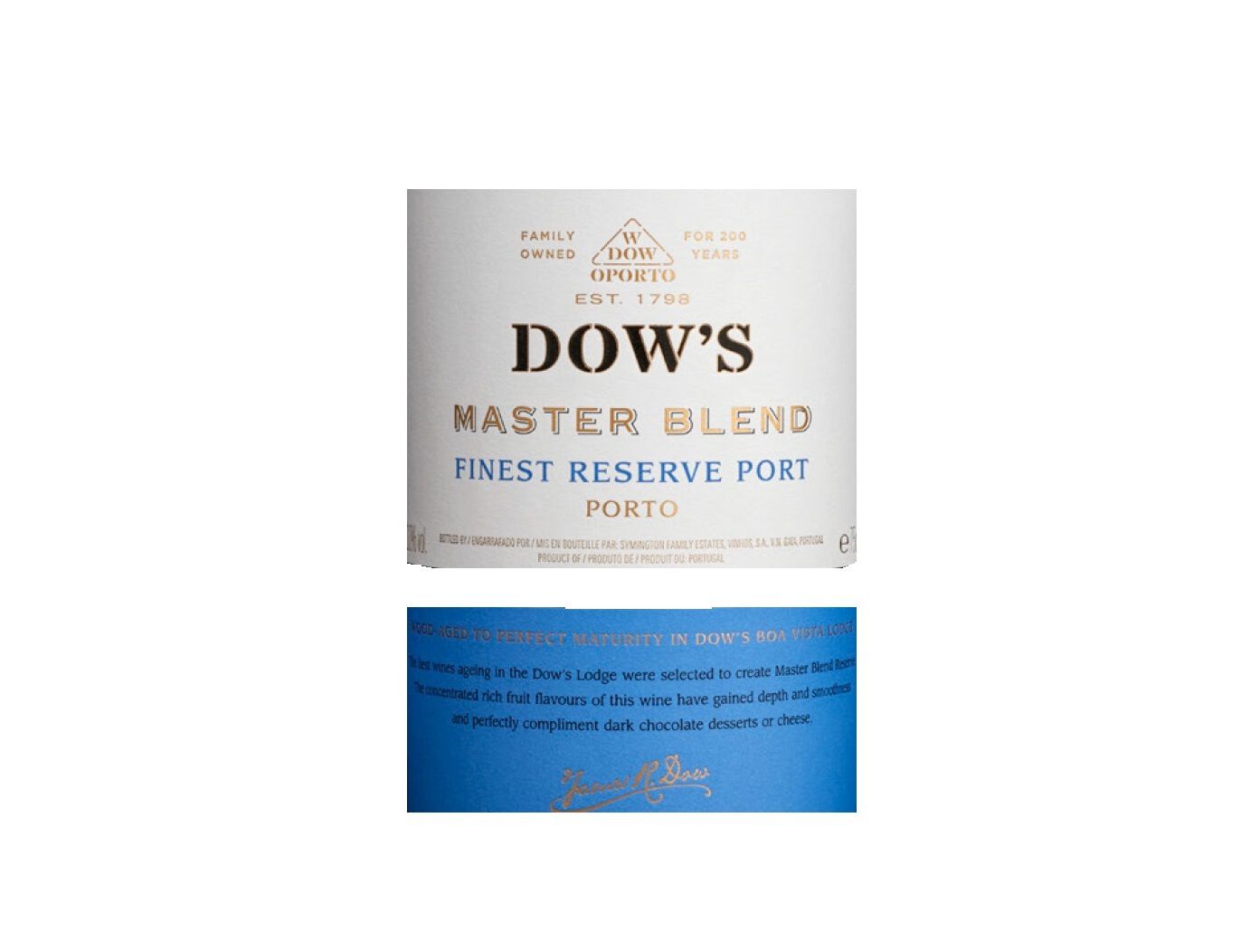 VINHO PORTO DOW'S RESERVA MASTER BLEND 0.75L image number 1