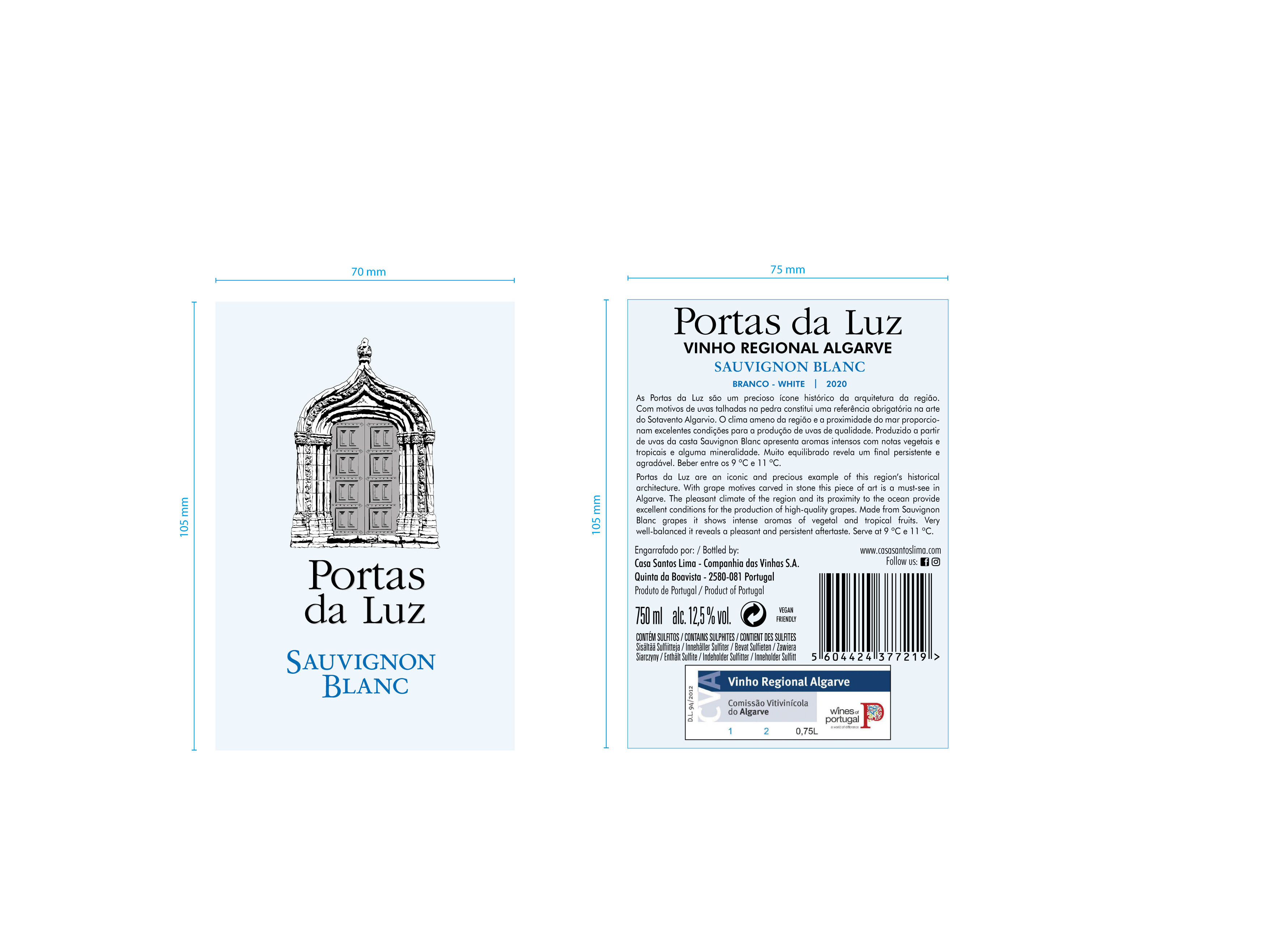 VINHO BRANCO PORTAS DA LUZ SAUVIGNON BLANC 0.75L image number 1