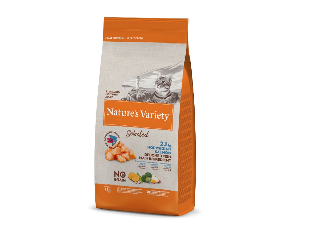 RA&Ccedil;&Atilde;O GATO NATURE'S VARIETY NO GRAIN ESTERILIZADO SALM&Atilde;O 7KG image number 1