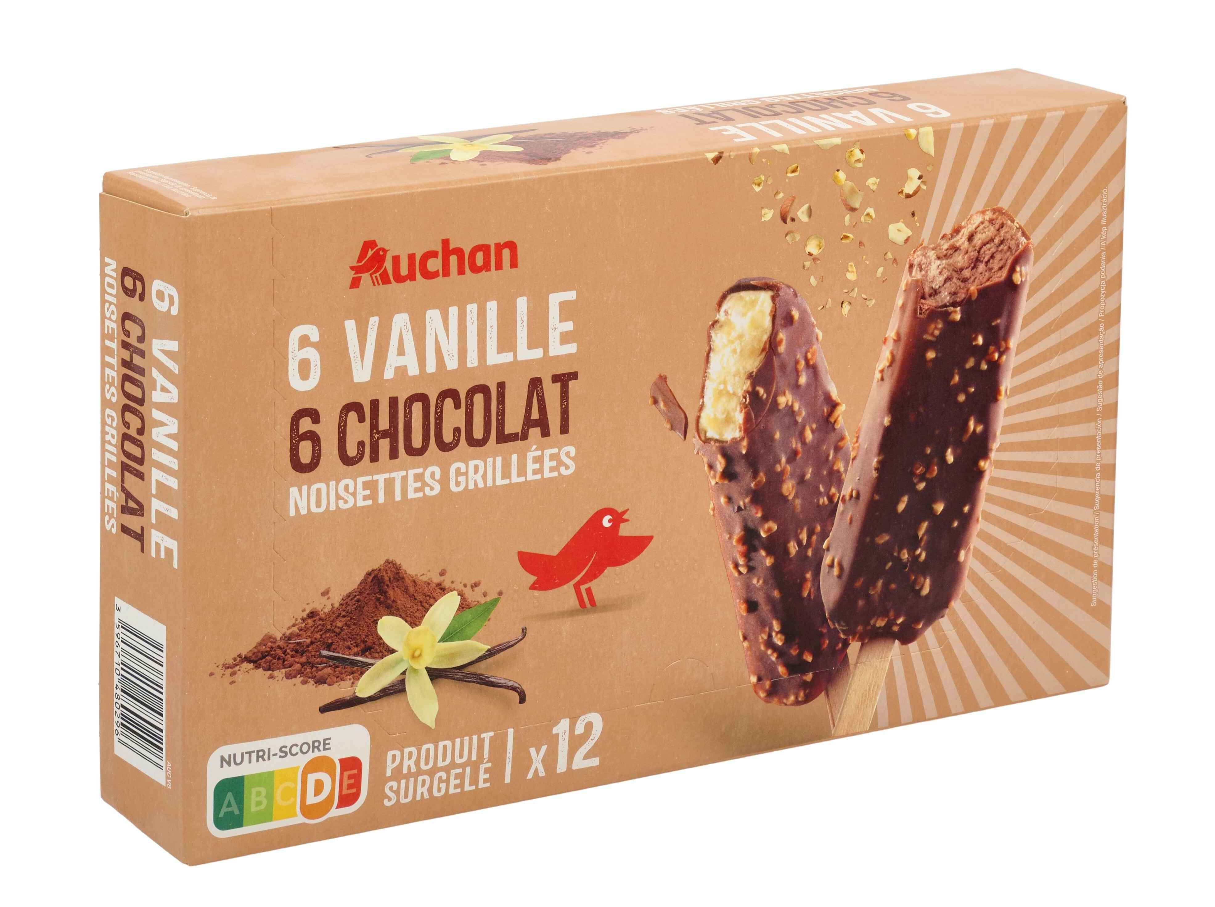 GELADO PALITO AUCHAN BAUNILHA CHOCOLATE 12X60ML image number 1