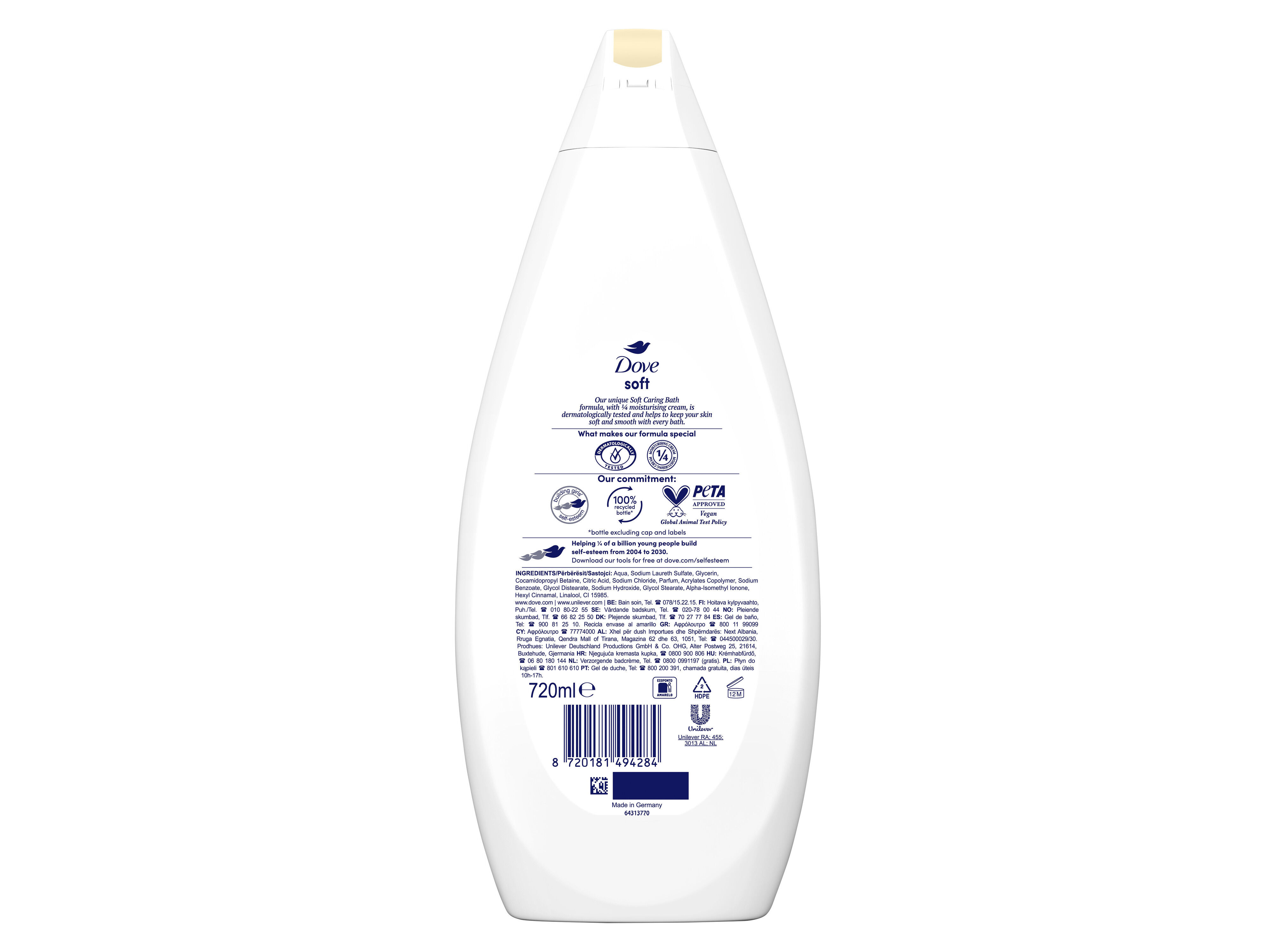 GEL DE BANHO DOVE SOFT CARE BATH 720ML image number 1