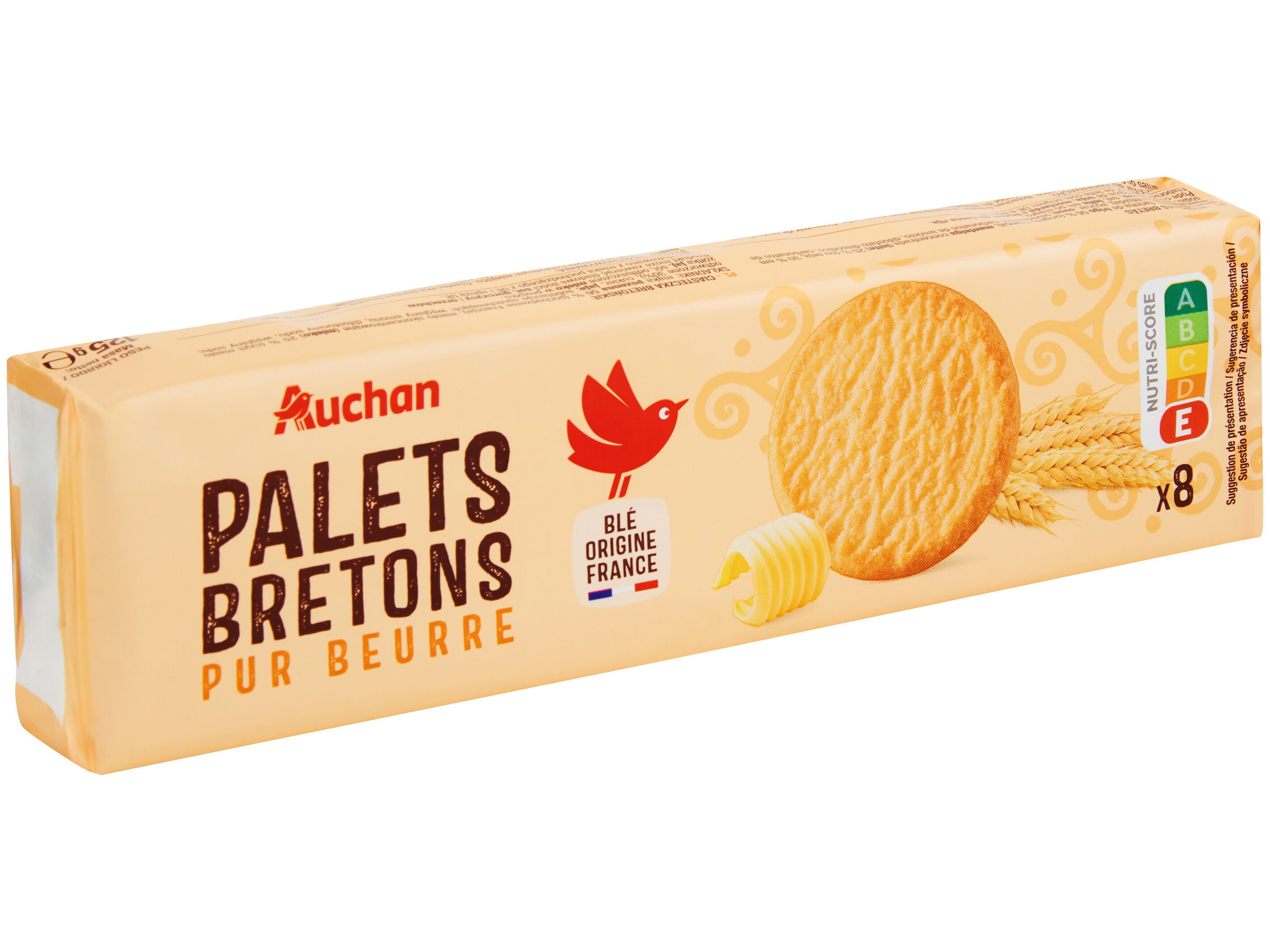 BOLACHA DE MANTEIGA AUCHAN PALETS BRETONS 8UN. 125 G image number 0