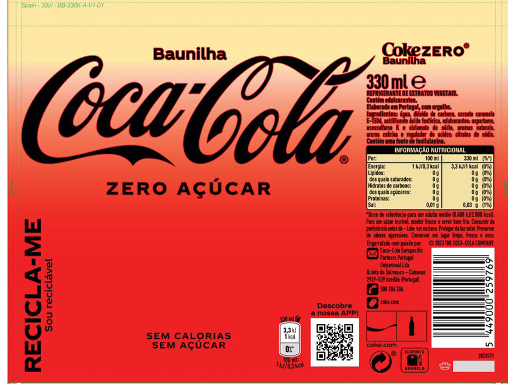 REFRIGERANTE COM G&Aacute;S COCA-COLA ZERO BAUNILHA 6X0.33L image number 2