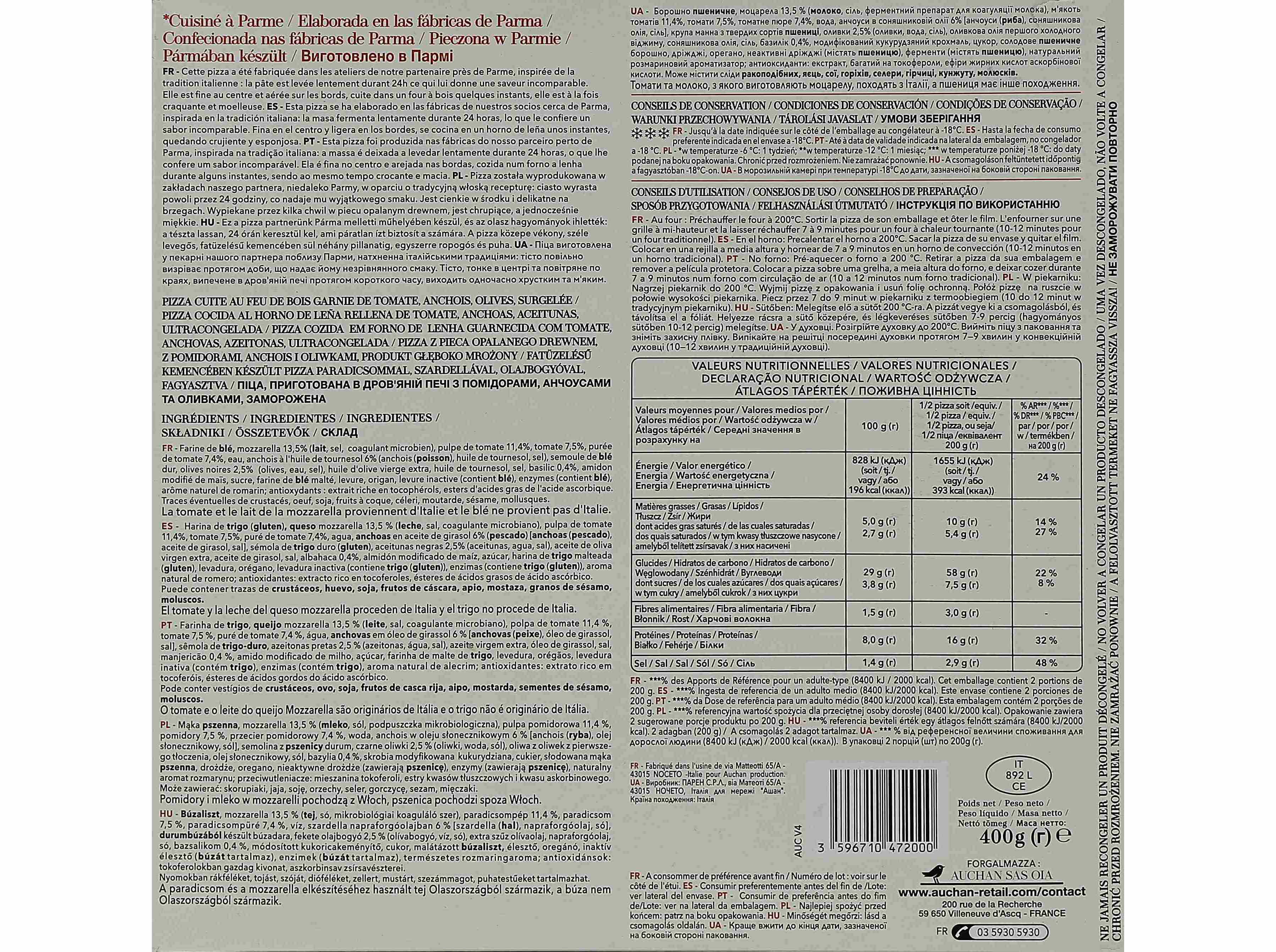 PIZZA AUCHAN &Agrave; MESA EM IT&Aacute;LIA NAPOLI 400G image number 2