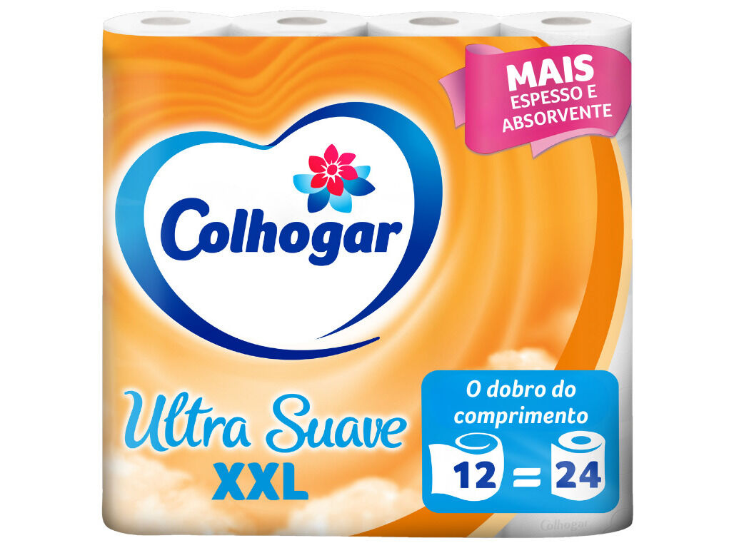 PAPEL COLHOGAR HIGI&Eacute;NICO ULTRA SUAVE XXL 12ROLOS=24ROLOS image number 0