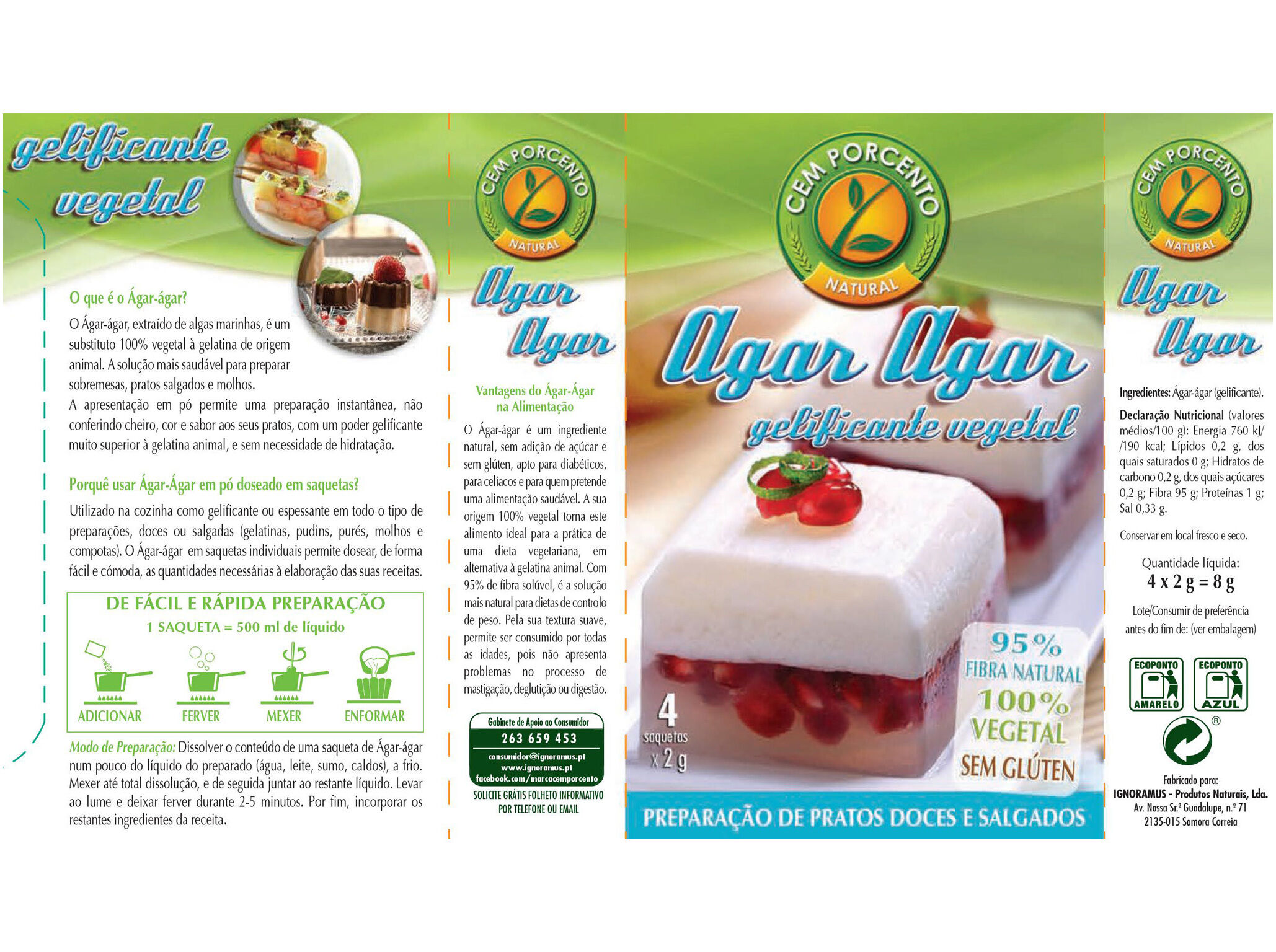 GELIFICANTE CEM PORCENTO NATURAL AGAR AGAR 8G image number 1