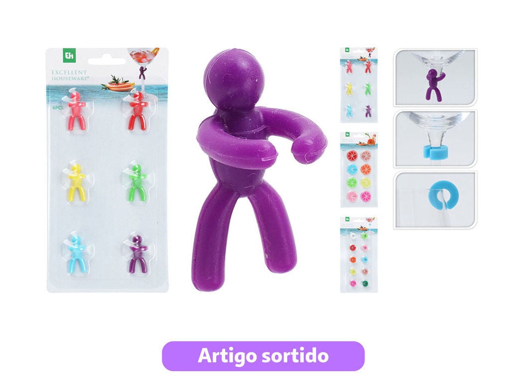 MARCADOR DE COPO 6 UNIDADES MODELOS SORTIDOS