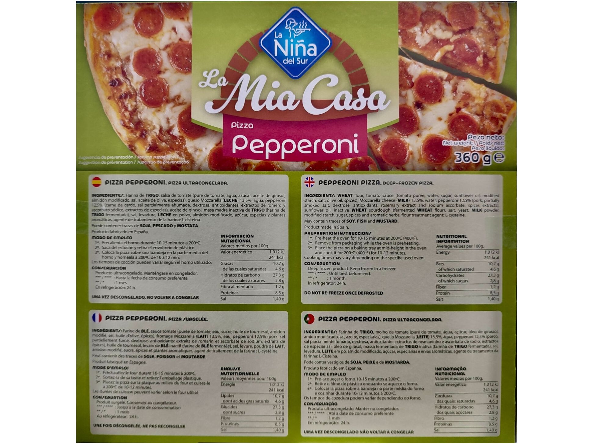 PIZZA LA NI&Ntilde;A DEL SUR PEPPERONI 360G image number 1
