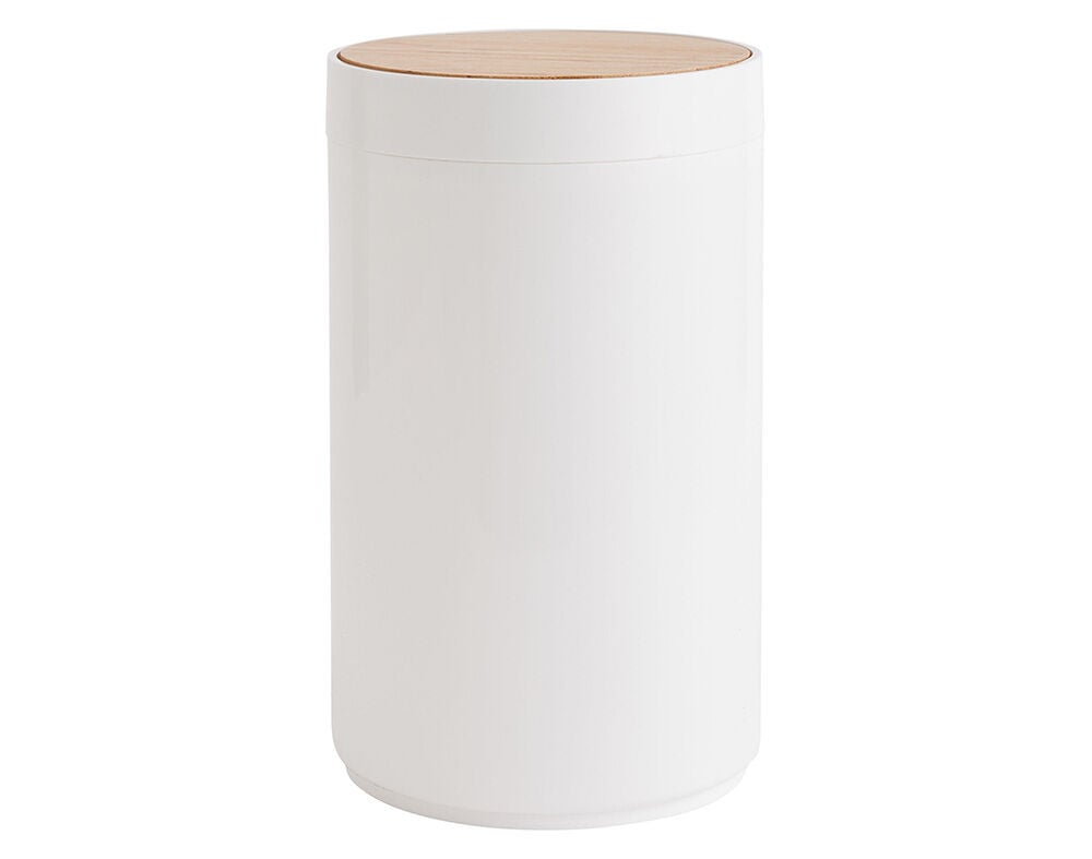 BALDE LIXO WC ACTUEL TAMPA BAMBOO BRANCO 18X27CM