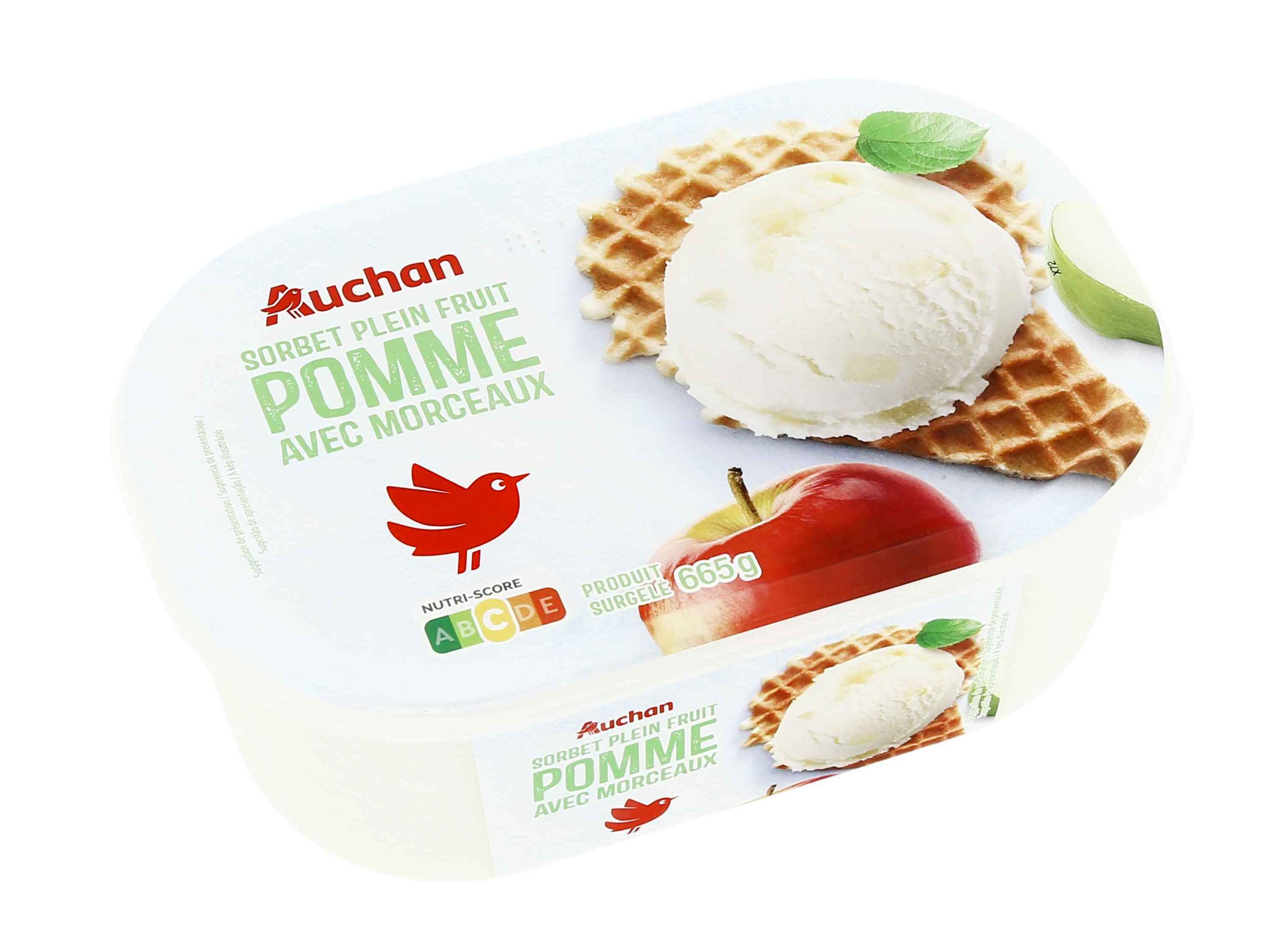 SORBET AUCHAN MA&Ccedil;&Atilde; COM PEDA&Ccedil;OS 1L image number 1