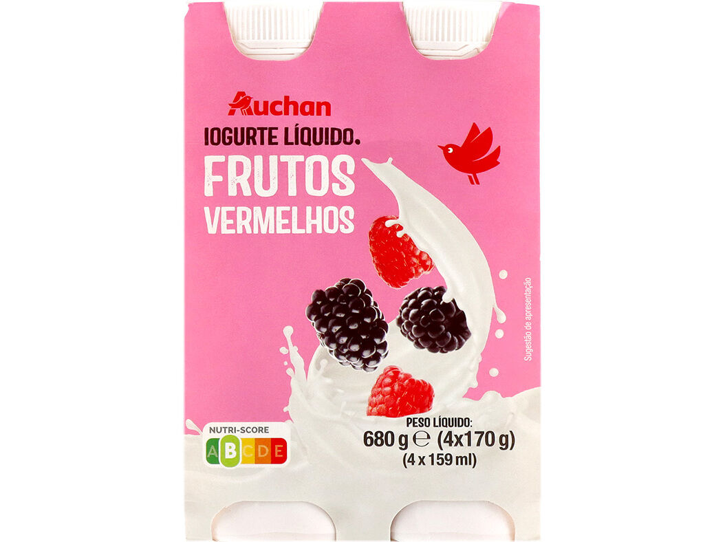 IOGURTE LIQUIDO AUCHAN FRUTOS VERMELHOS 4X170G image number 1