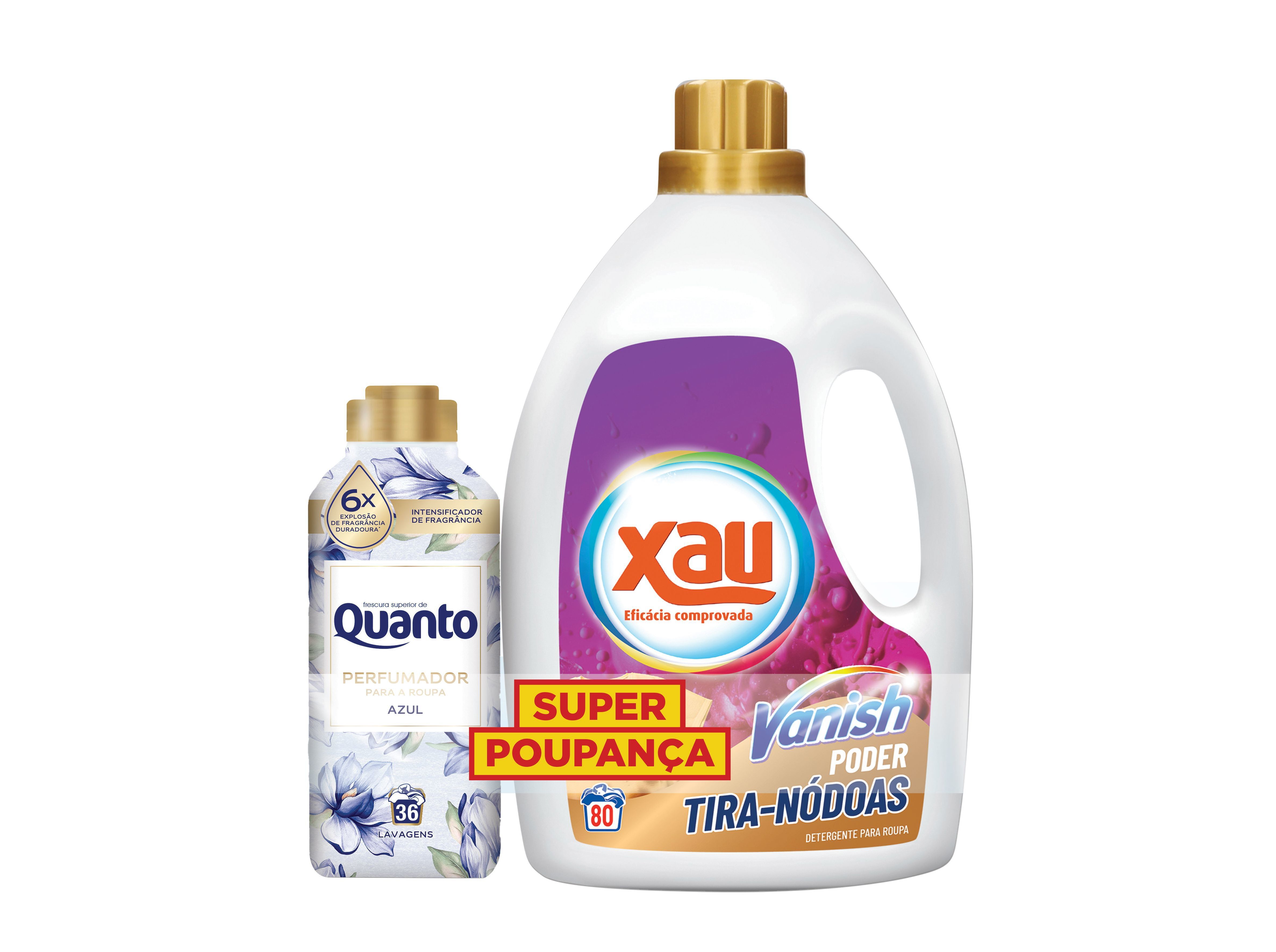 DETERGENTE ROUPA M&Aacute;QUINA LIQU&Iacute;DO XAU+VANISH 80D + QUANTO PERFUMADOR 36D image number 0