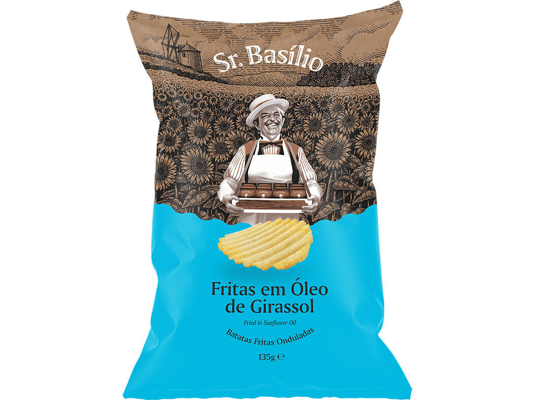 BATATAS SR.BAS&Iacute;LIO FRITAS ONDULADAS EXTRA LARGAS 135G