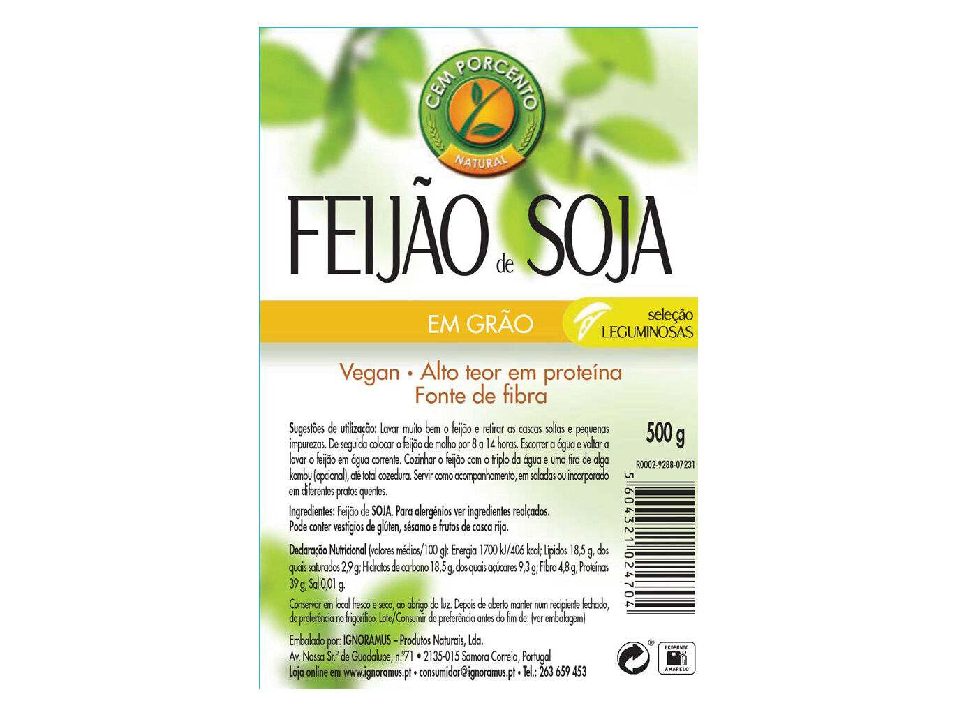 SOJA CEM PORCENTO GR&Atilde;O 500G image number 1