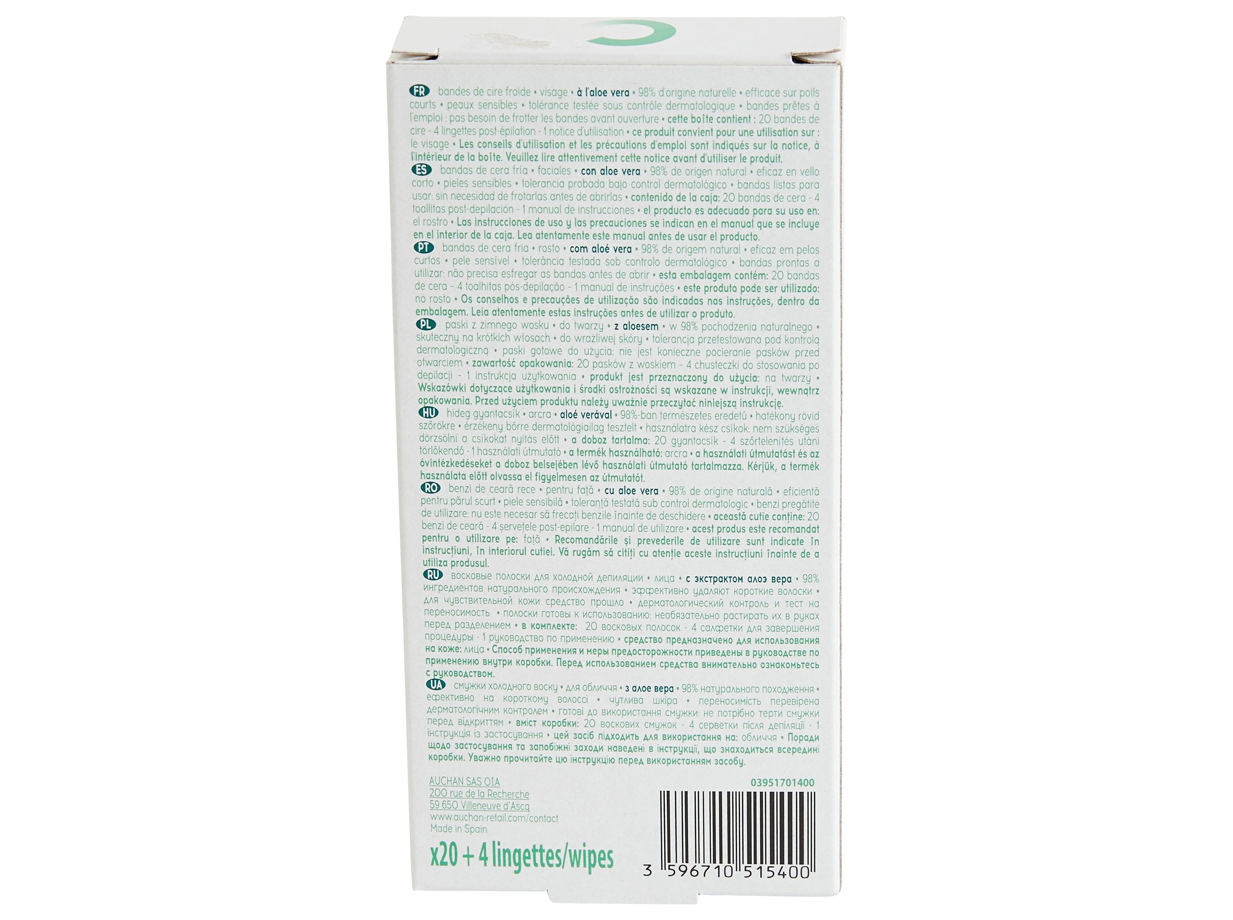 BANDAS COSMIA CERA FRIA FACIAL PELE SENS&Iacute;VEL COM ALO&Eacute; VERA 20UN image number 2