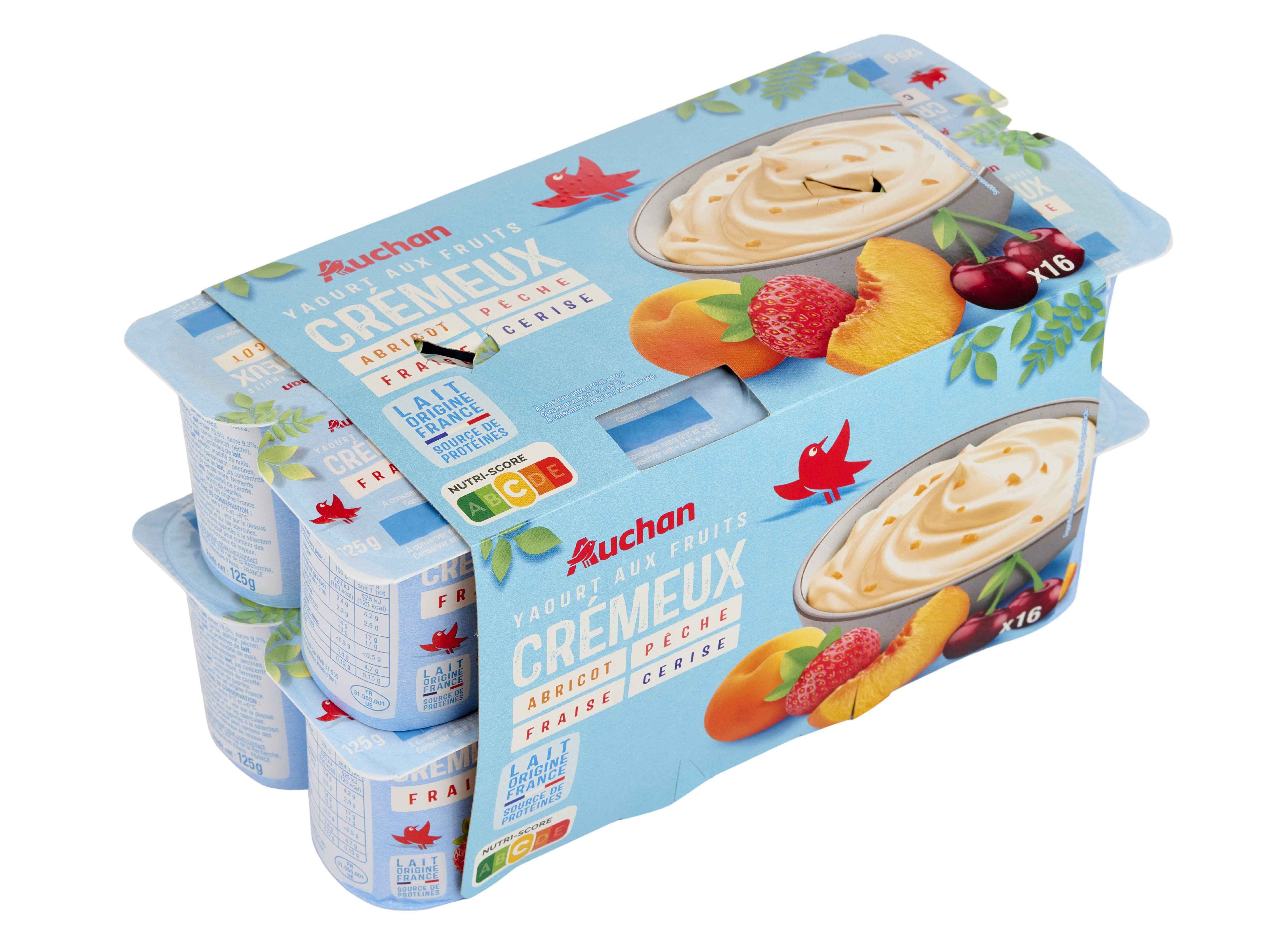 IOGURTE CREMOSO AUCHAN COM PEDA&Ccedil;OS MIX FRUTAS 16X125G image number 1
