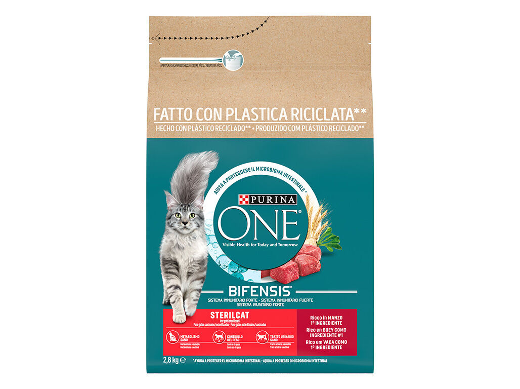 RA&Ccedil;&Atilde;O PARA GATO PURINA ONE ESTERILIZADO COM VACA 2.8KG image number 1
