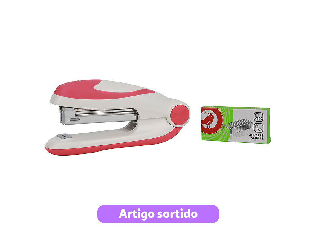 CONJUNTO DE MINI AGRAFADOR N.10 AUCHAN E CAIXA COM 400 AGRAFOS CORES SORTIDAS image number 13