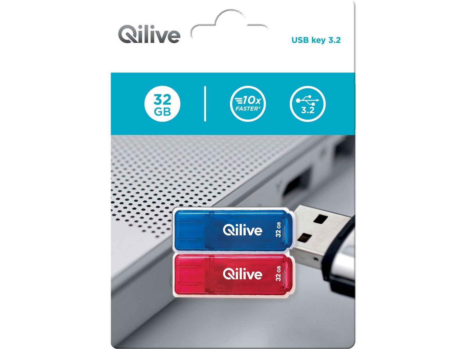 PEN USB QILIVE 32GB 3.2 PACK (2 UNIDADES)